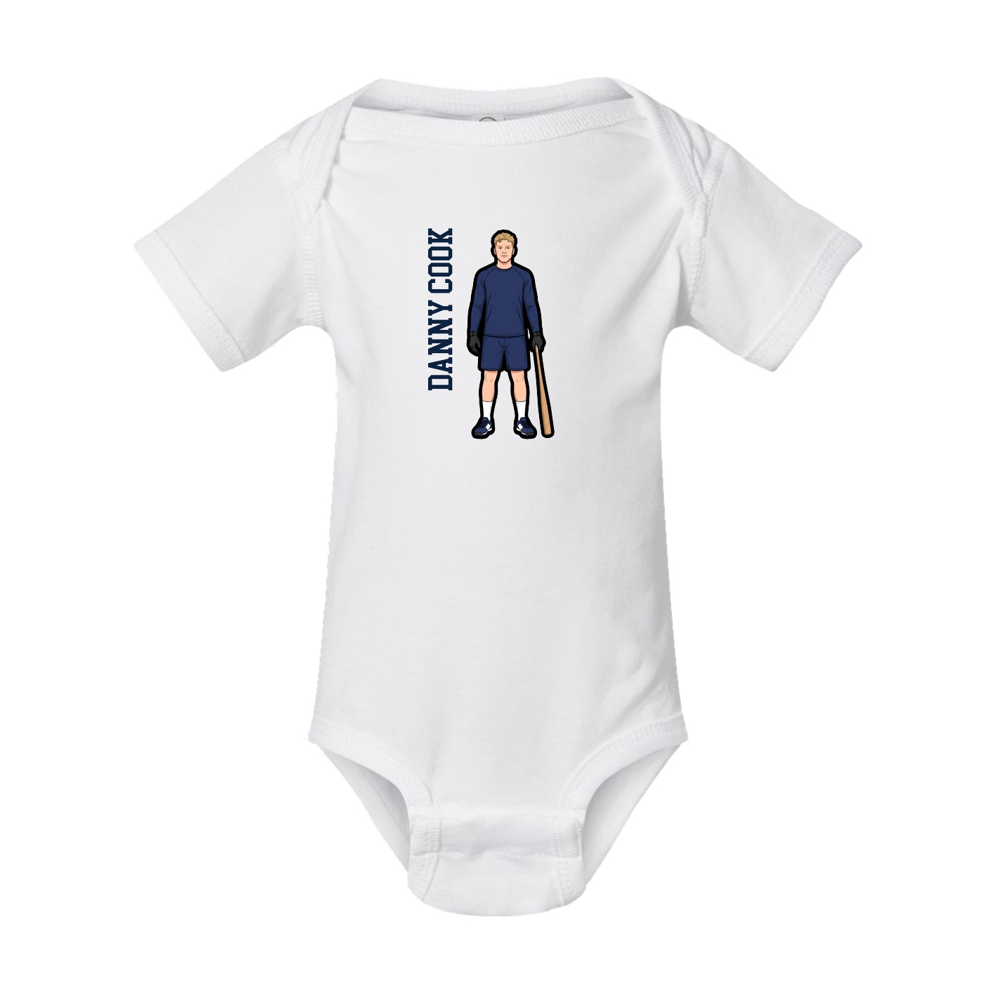 Baby Onesie — Name Vertical in White