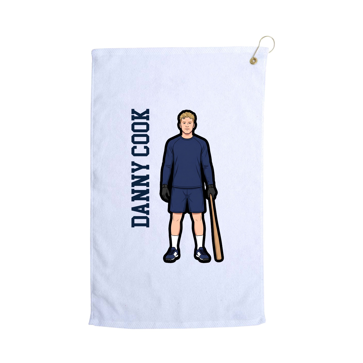 Golf Towel — Name Vertical in White