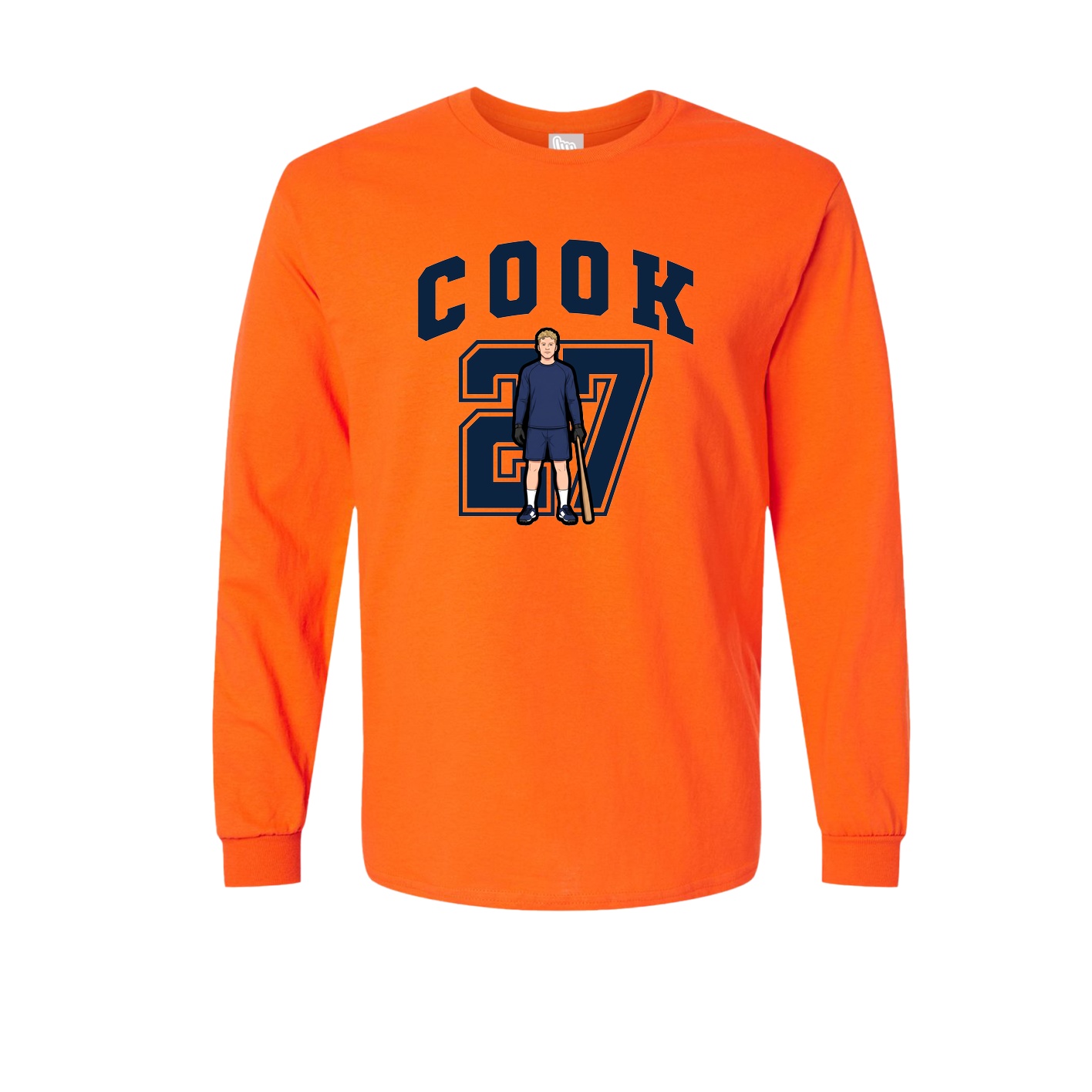 Long Sleeve Tee — Number in Orange