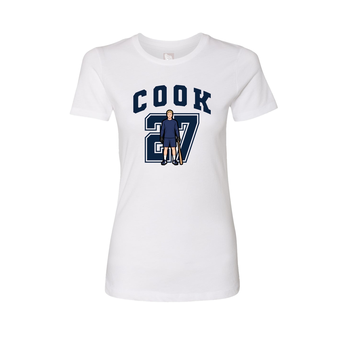 Fitted Women's Tee — Number in White
