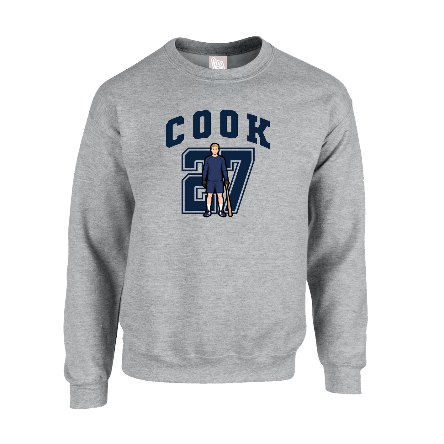 Fleece Crew — Number in Grey