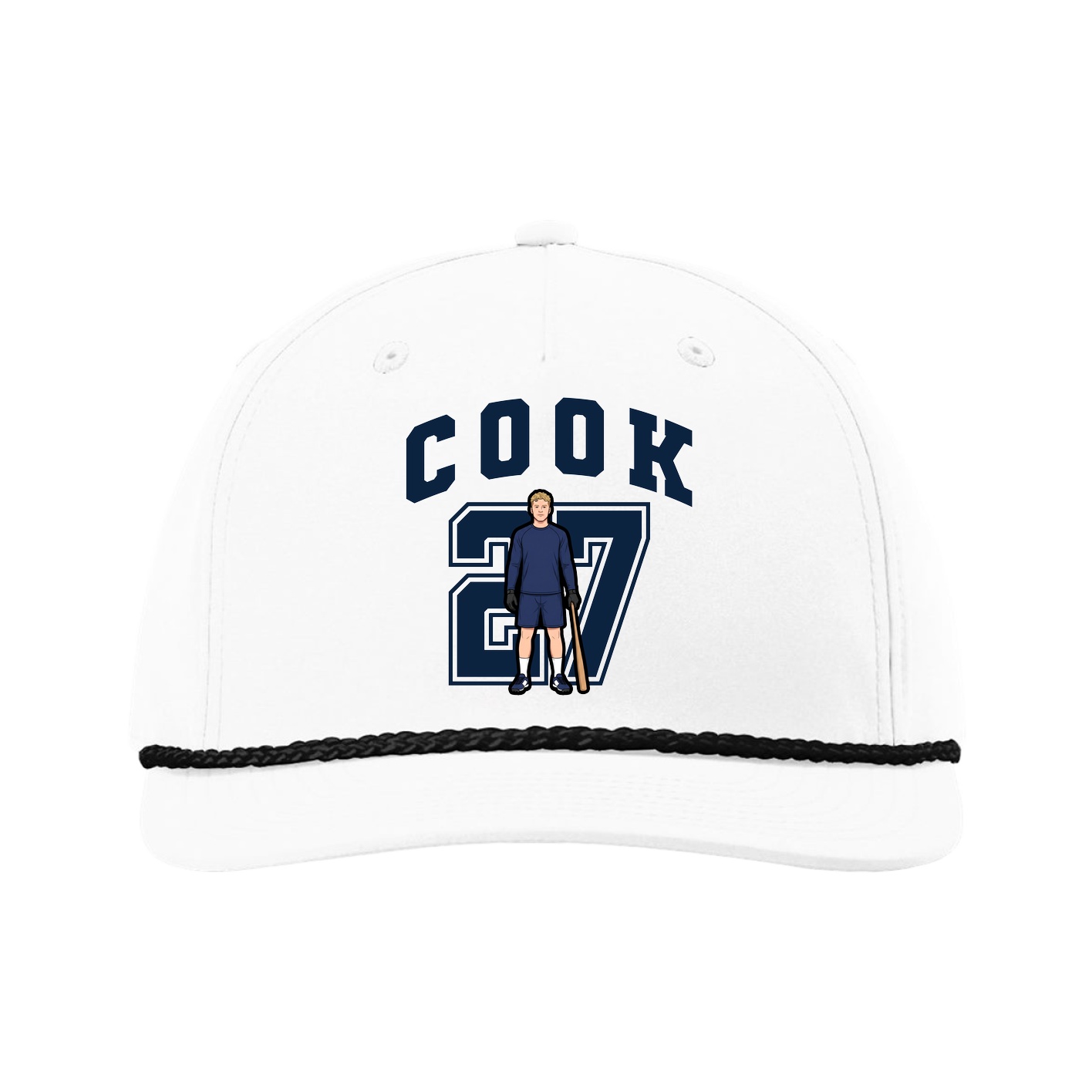 Five-Panel Classic Rope Cap — Number in White