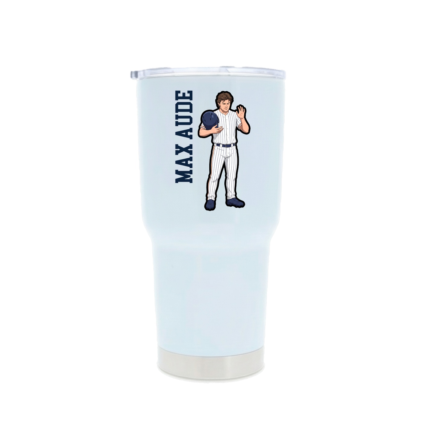 30oz Stainless Steel Tumbler — Name Vertical in White