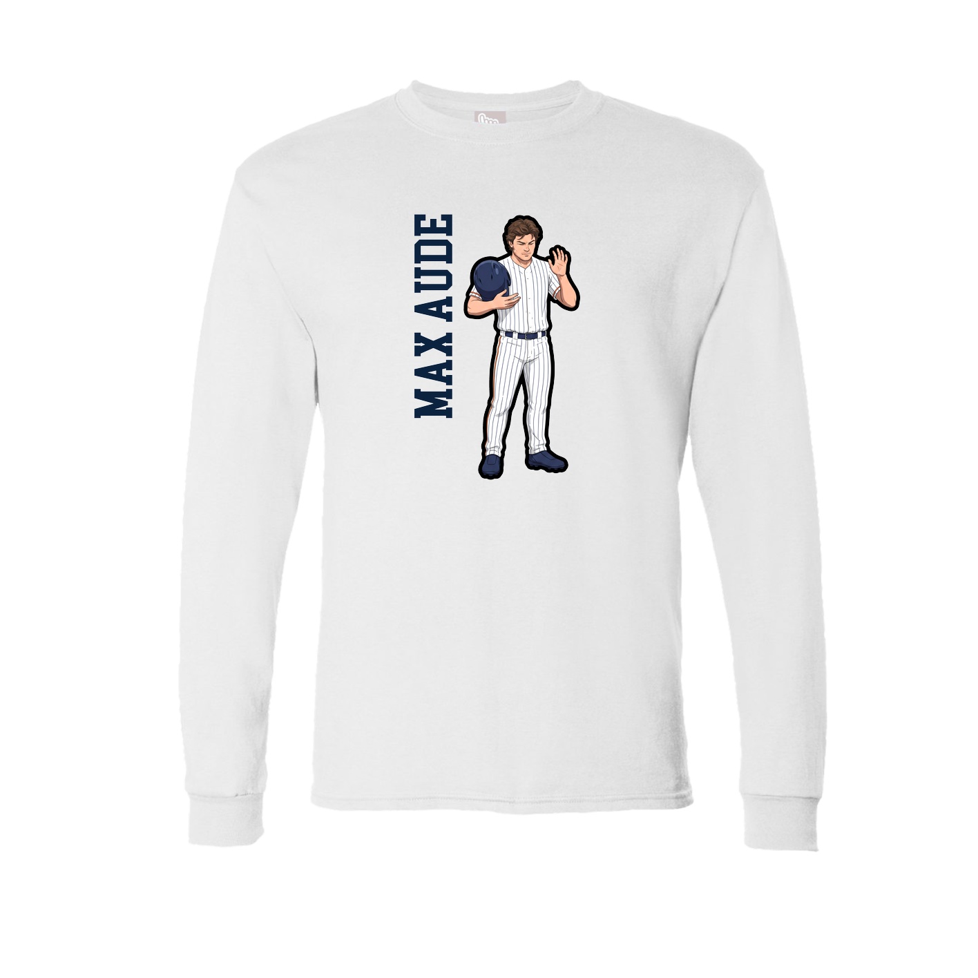Long Sleeve Tee — Name Vertical in White
