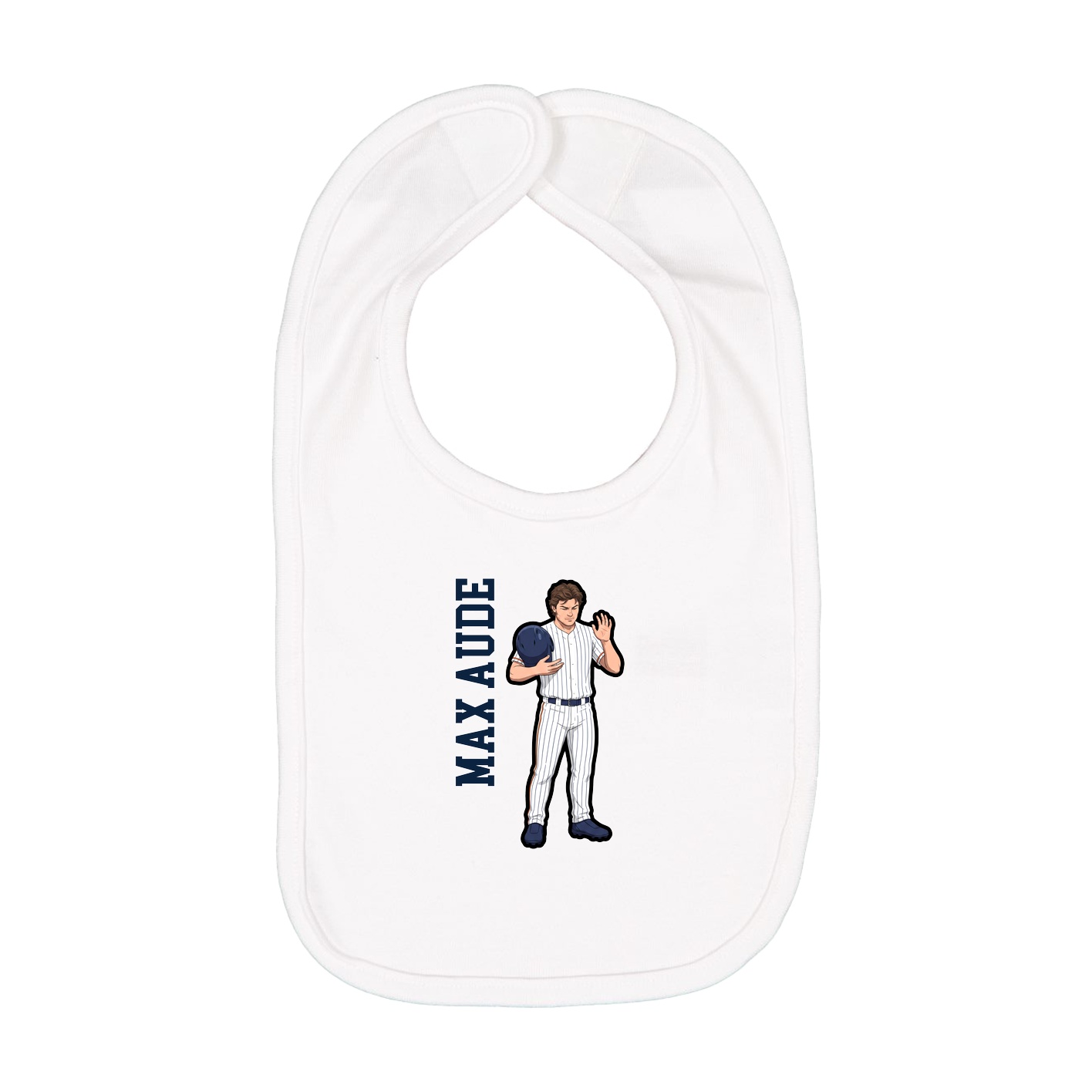 Infant Bib — Name Vertical in White