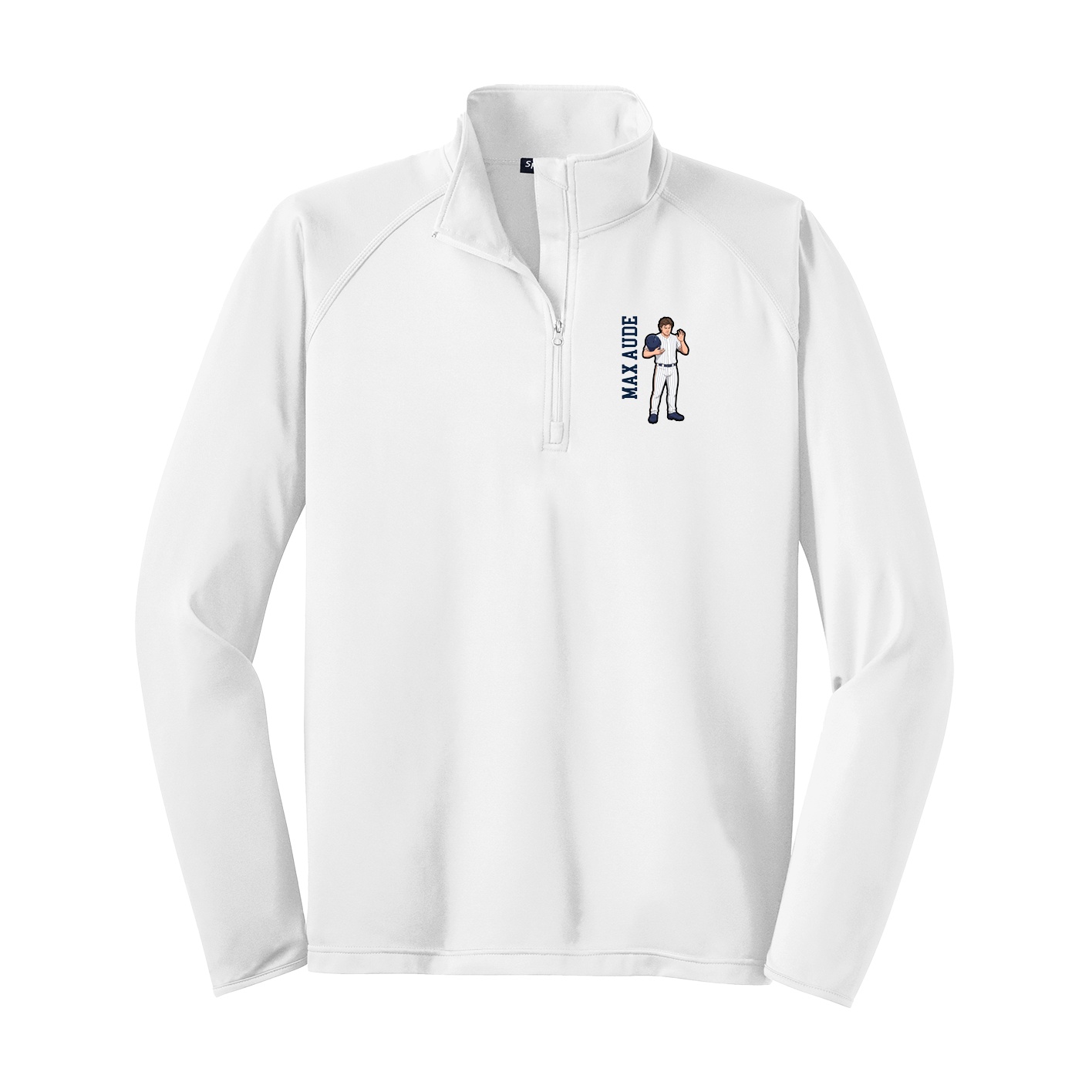 Q-Zip Pullover — Name Vertical in White