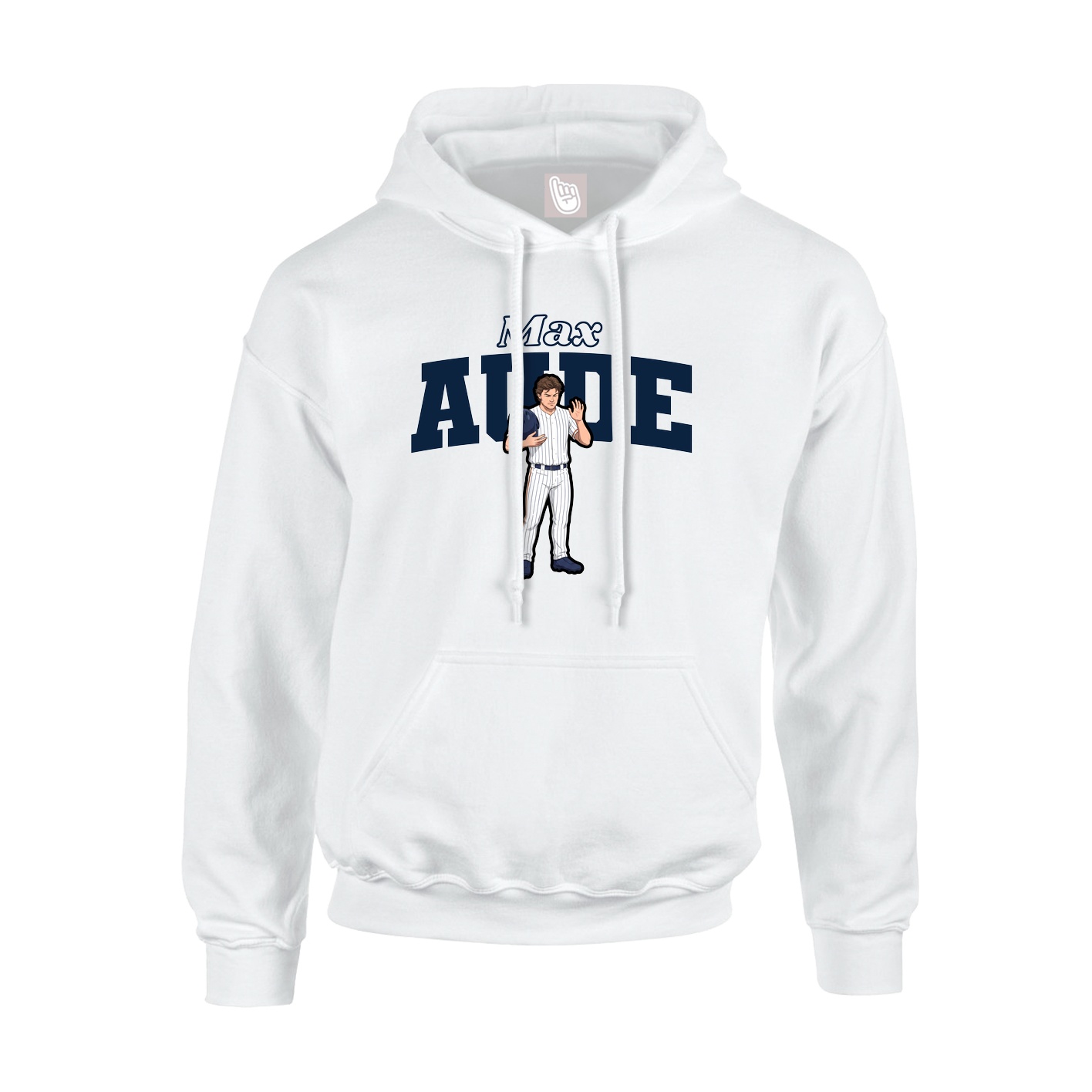 Youth Hoodie — Name Arch in White