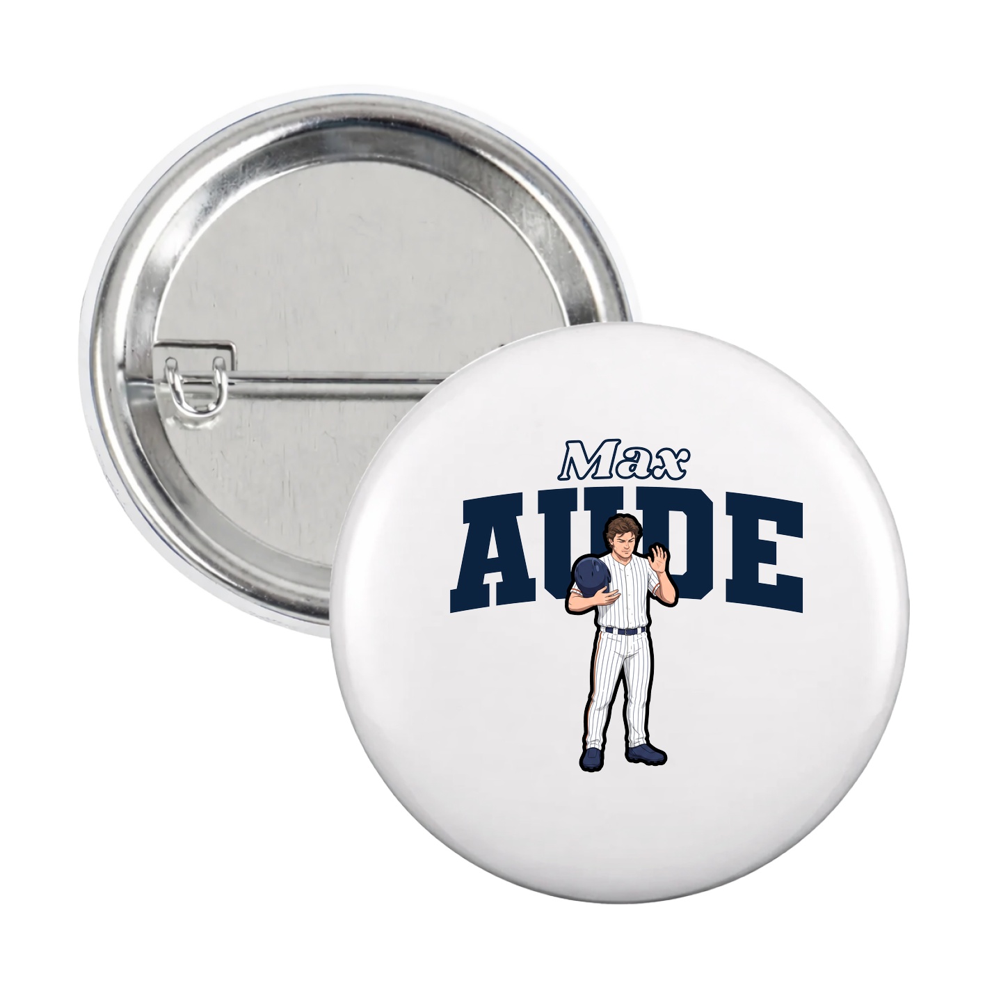 Game Day Button — Name Arch in White