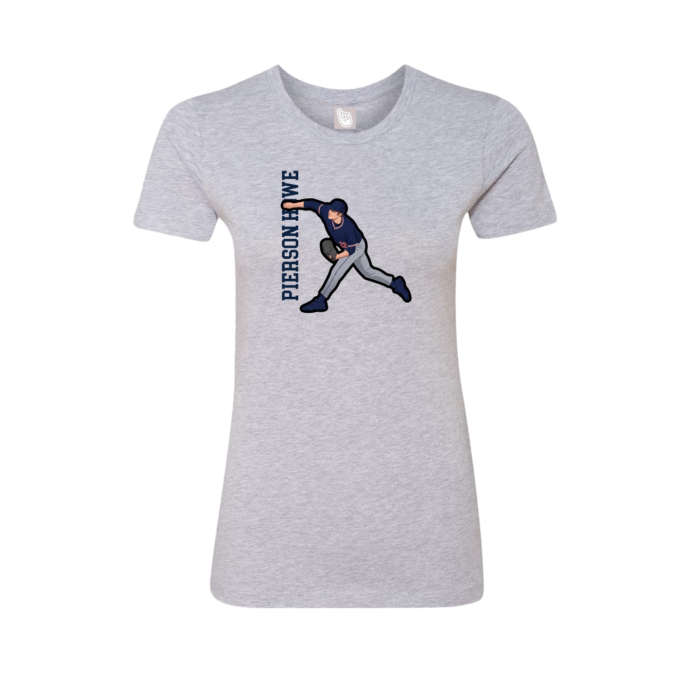 Fitted Women's Tee — Name Vertical in Grey