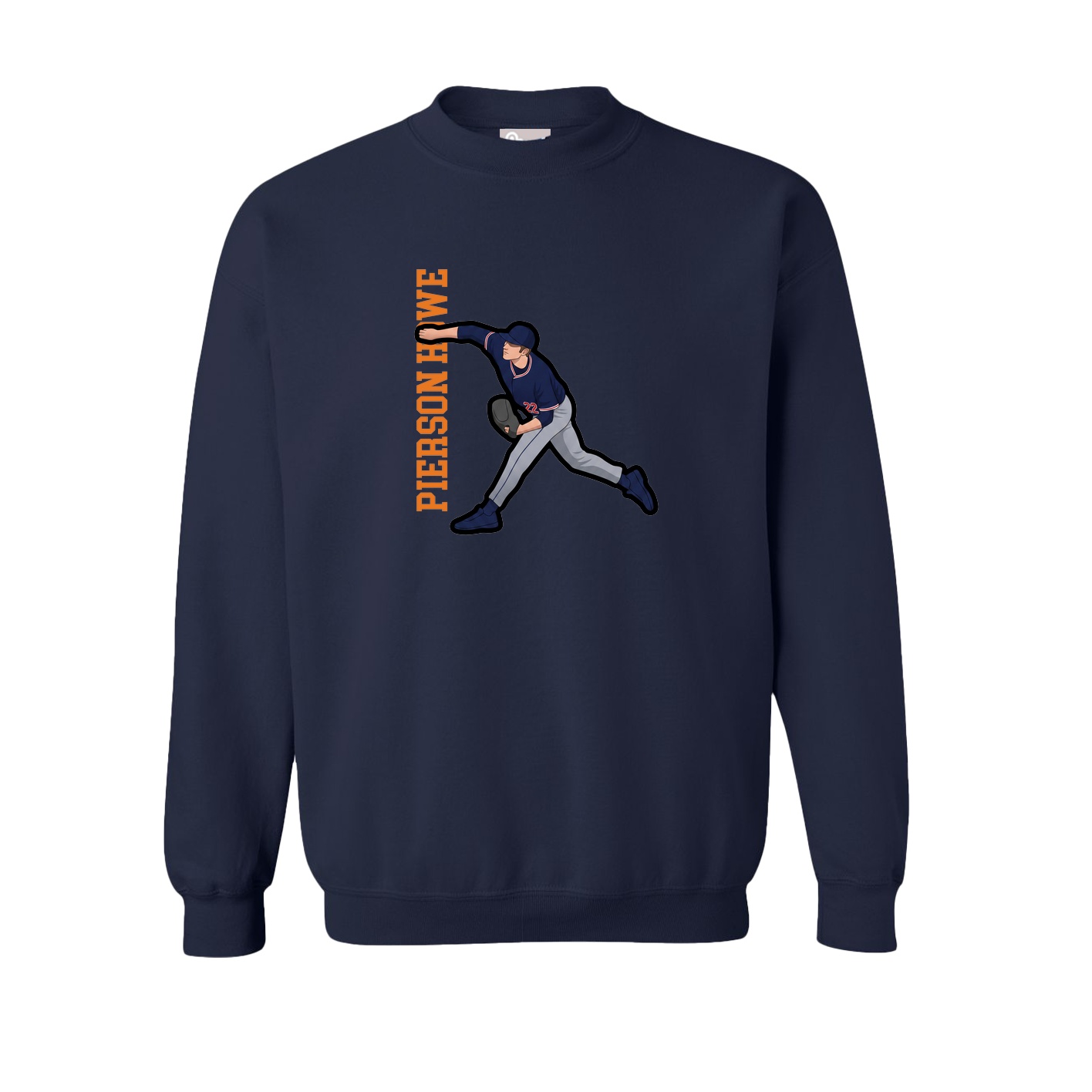 Fleece Crew — Name Vertical in Navy