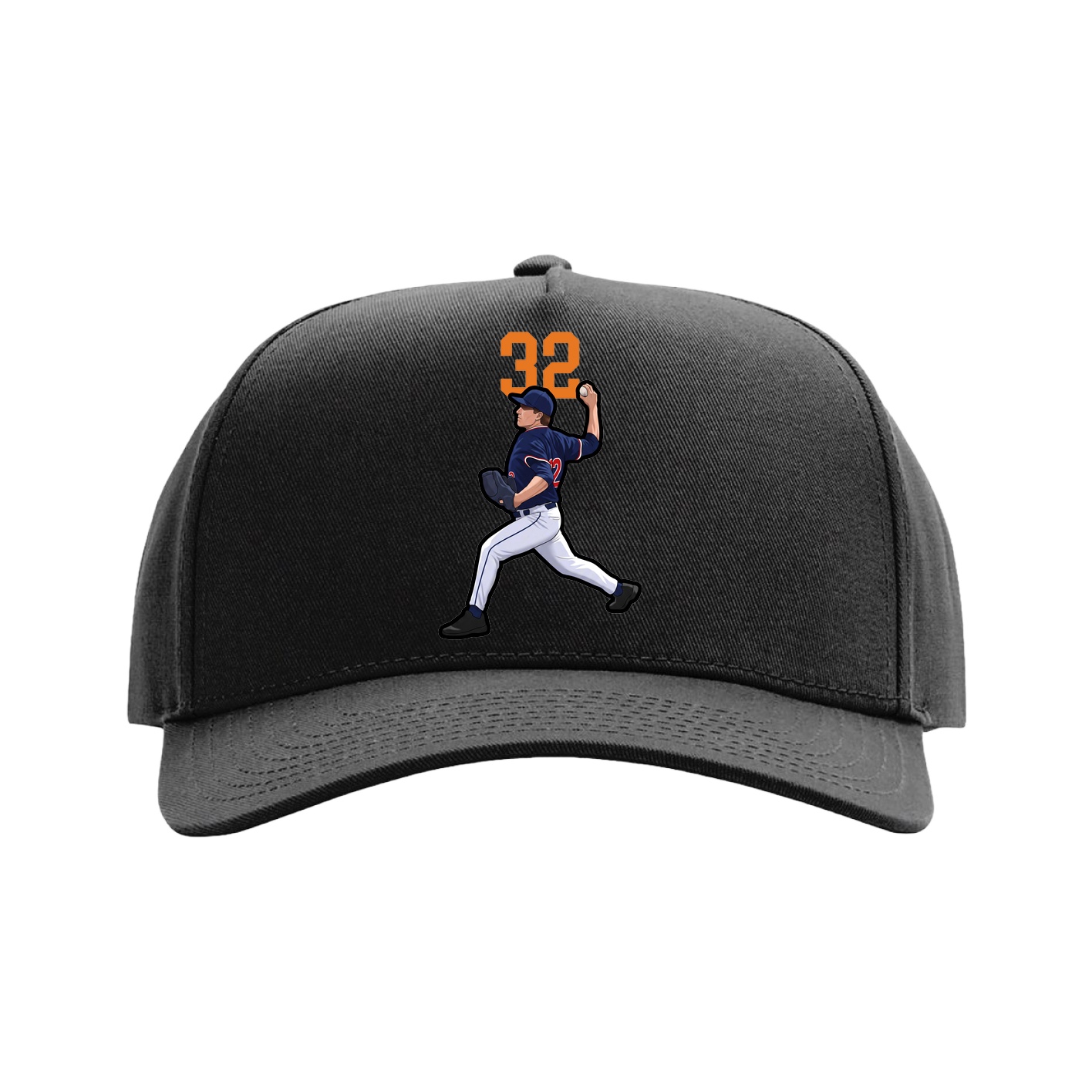 Full Fabric Five-Panel Champ Cap — Number Top in Black