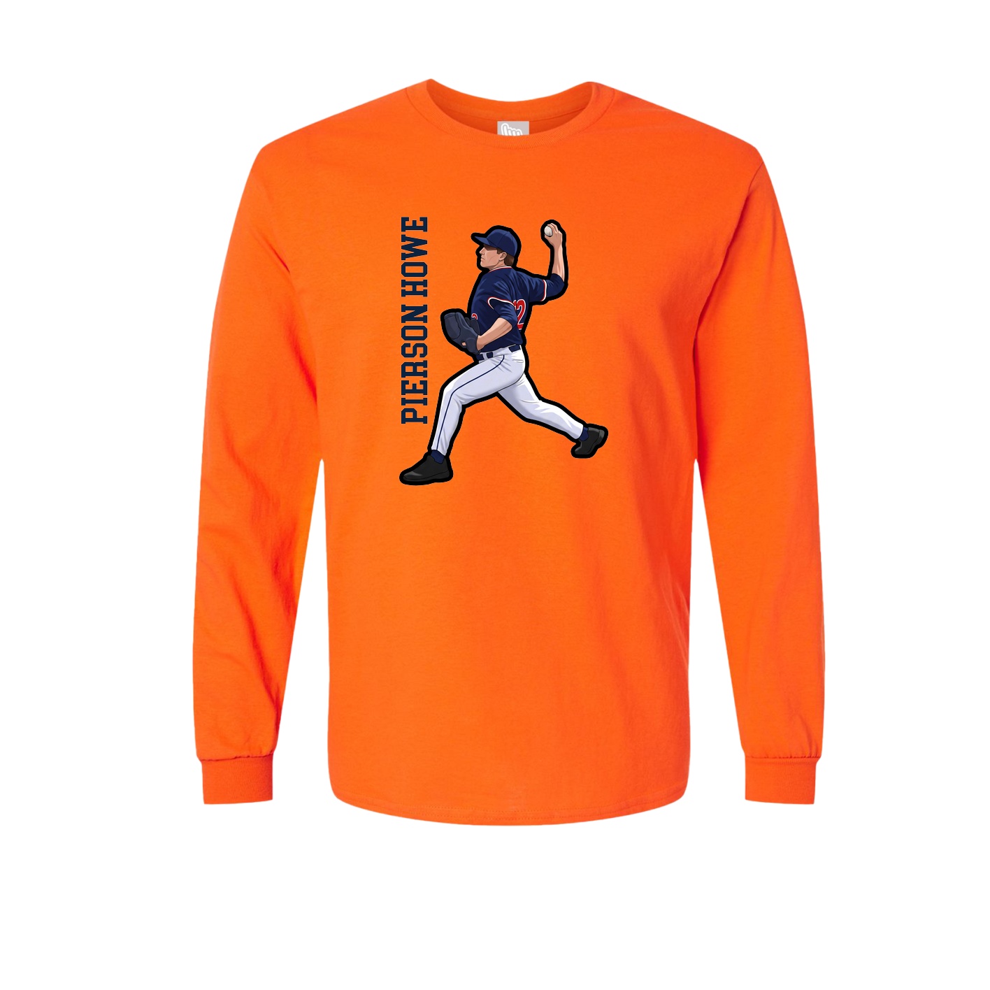 Long Sleeve Tee — Name Vertical in Orange