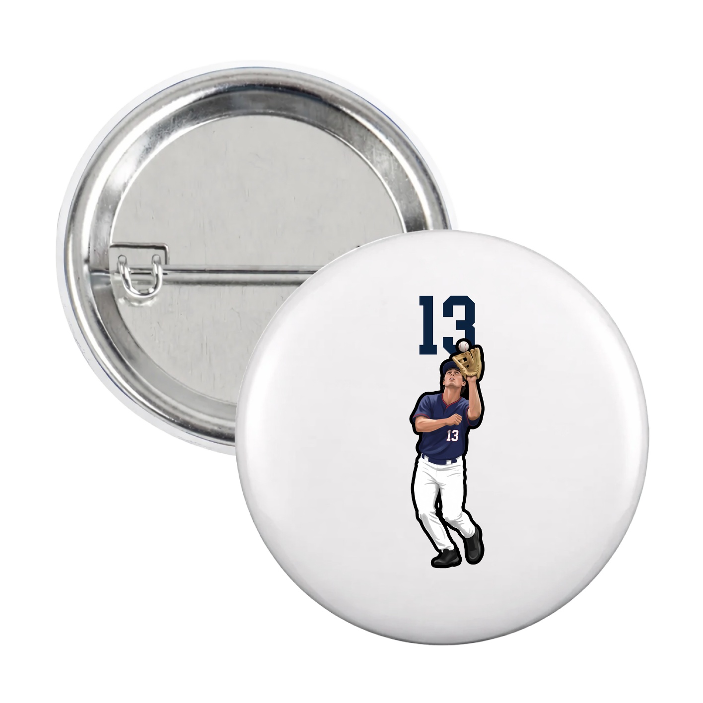 Game Day Button — Number Top in White