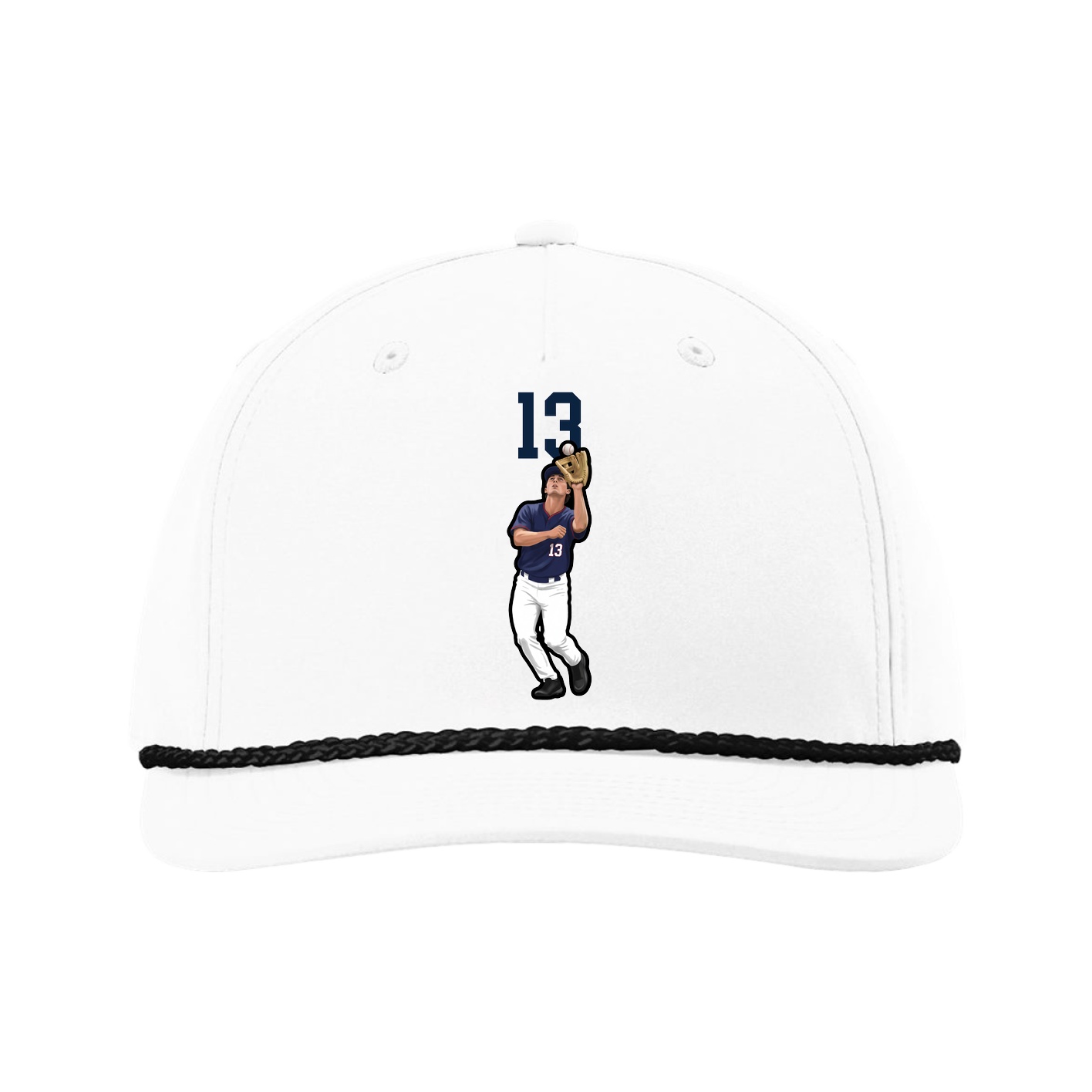 Five-Panel Classic Rope Cap — Number Top in White