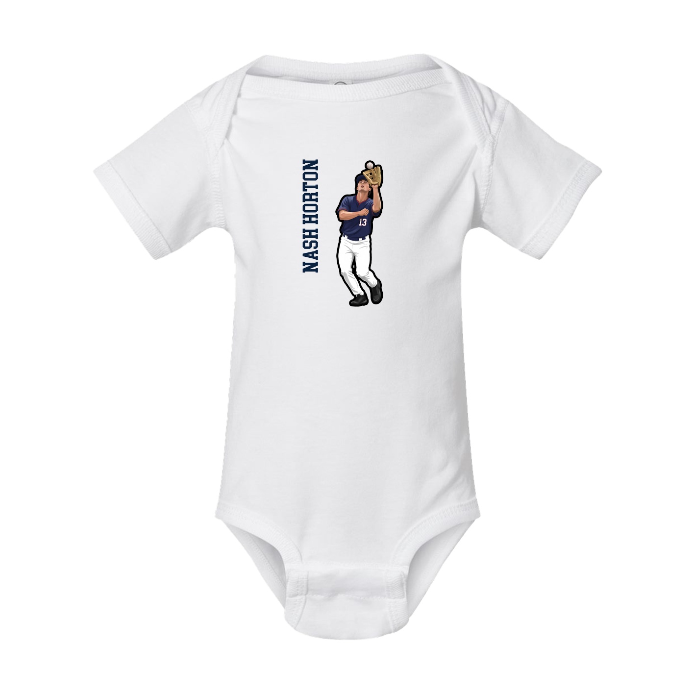 Baby Onesie — Name Vertical in White