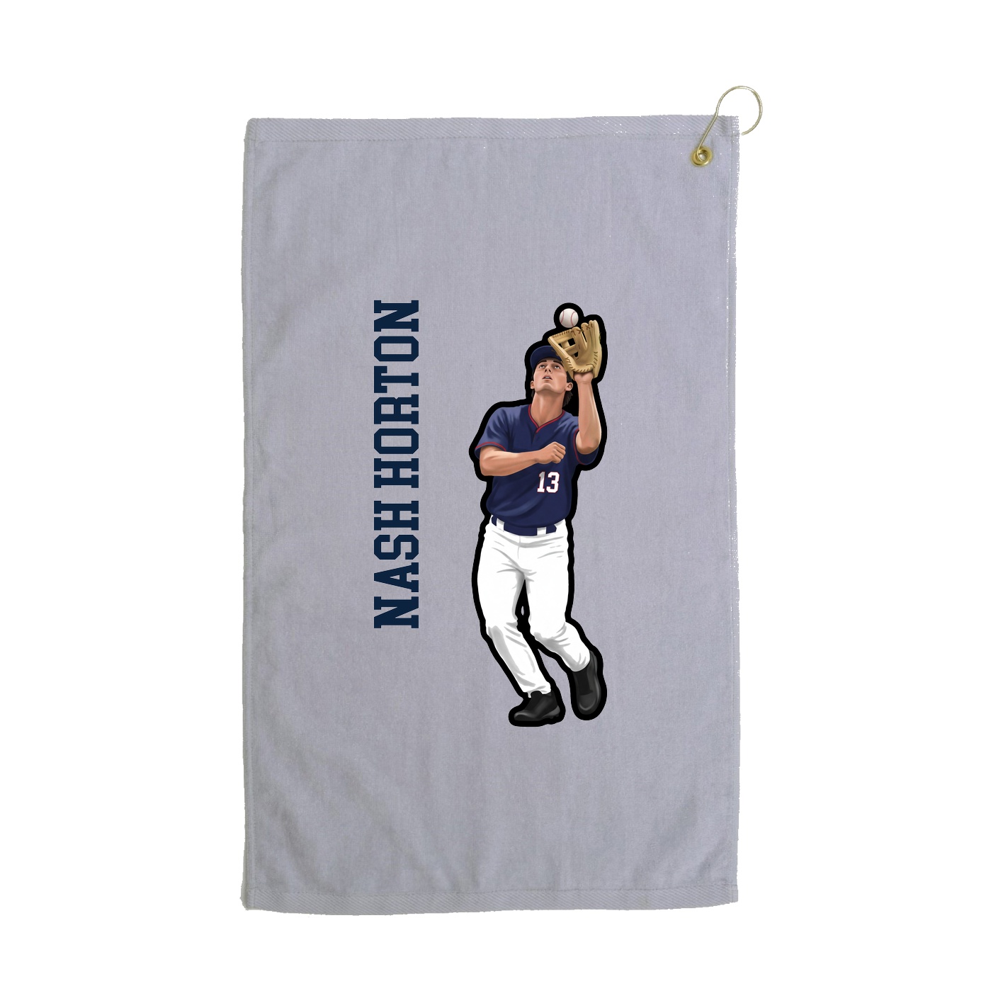 Golf Towel — Name Vertical in Grey