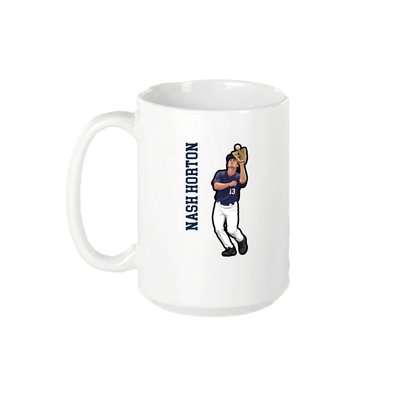 15oz Coffee Mug — Name Vertical in White