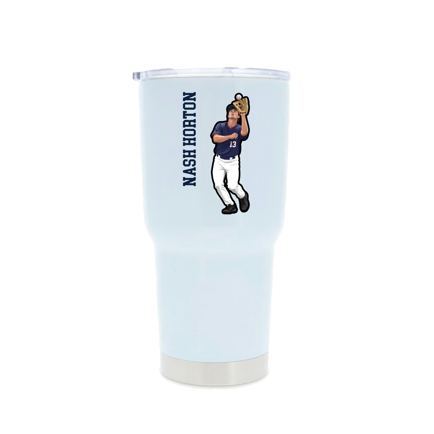 30oz Stainless Steel Tumbler — Name Vertical in White