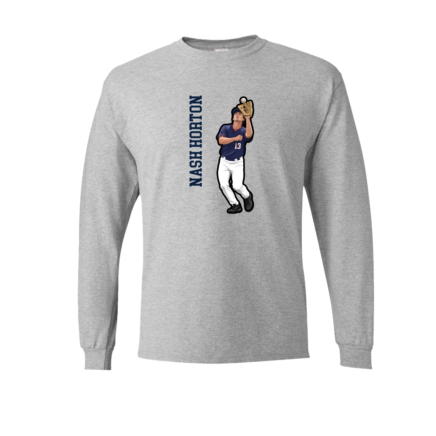 Long Sleeve Tee — Name Vertical in Grey