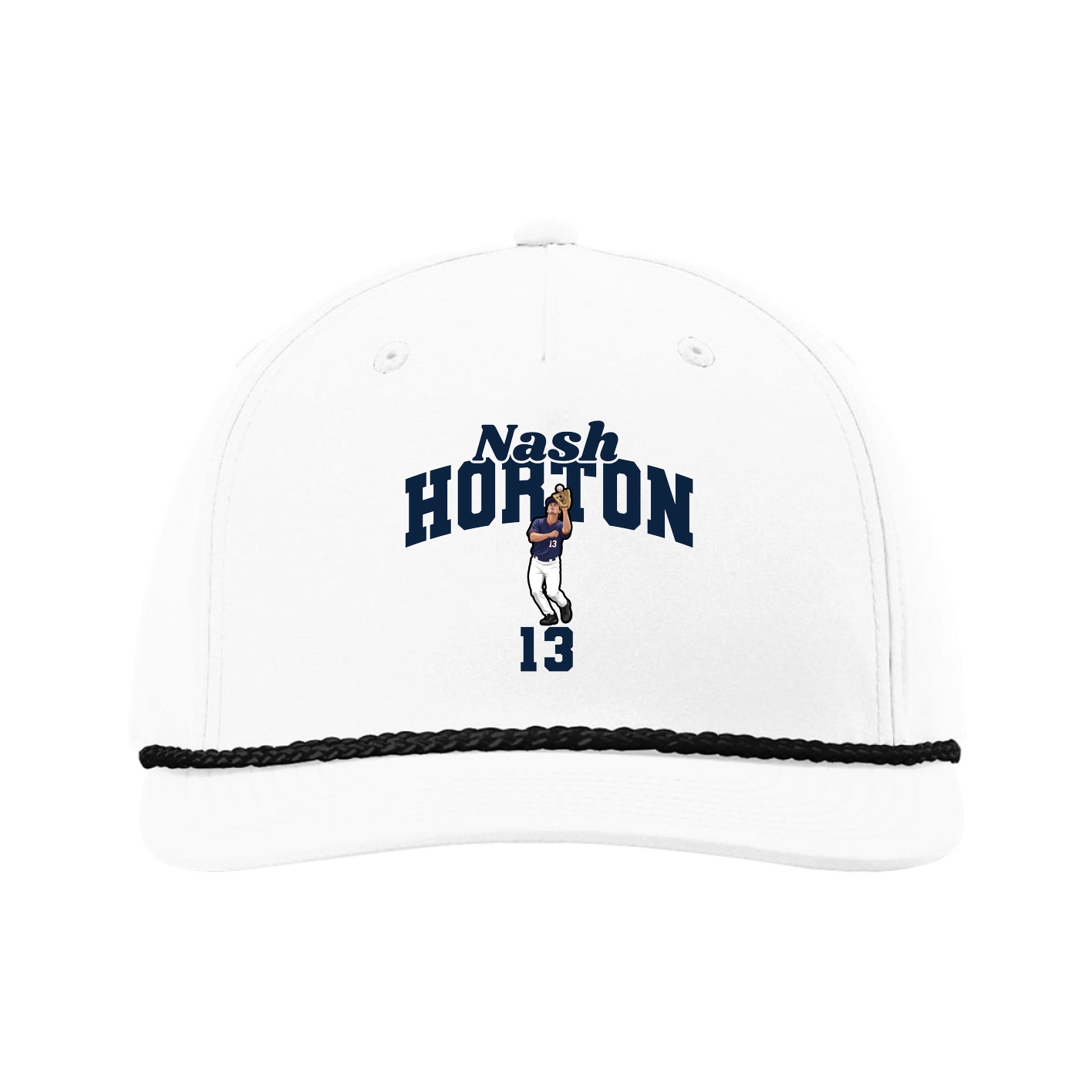 Five-Panel Classic Rope Cap — Signature Arch in White