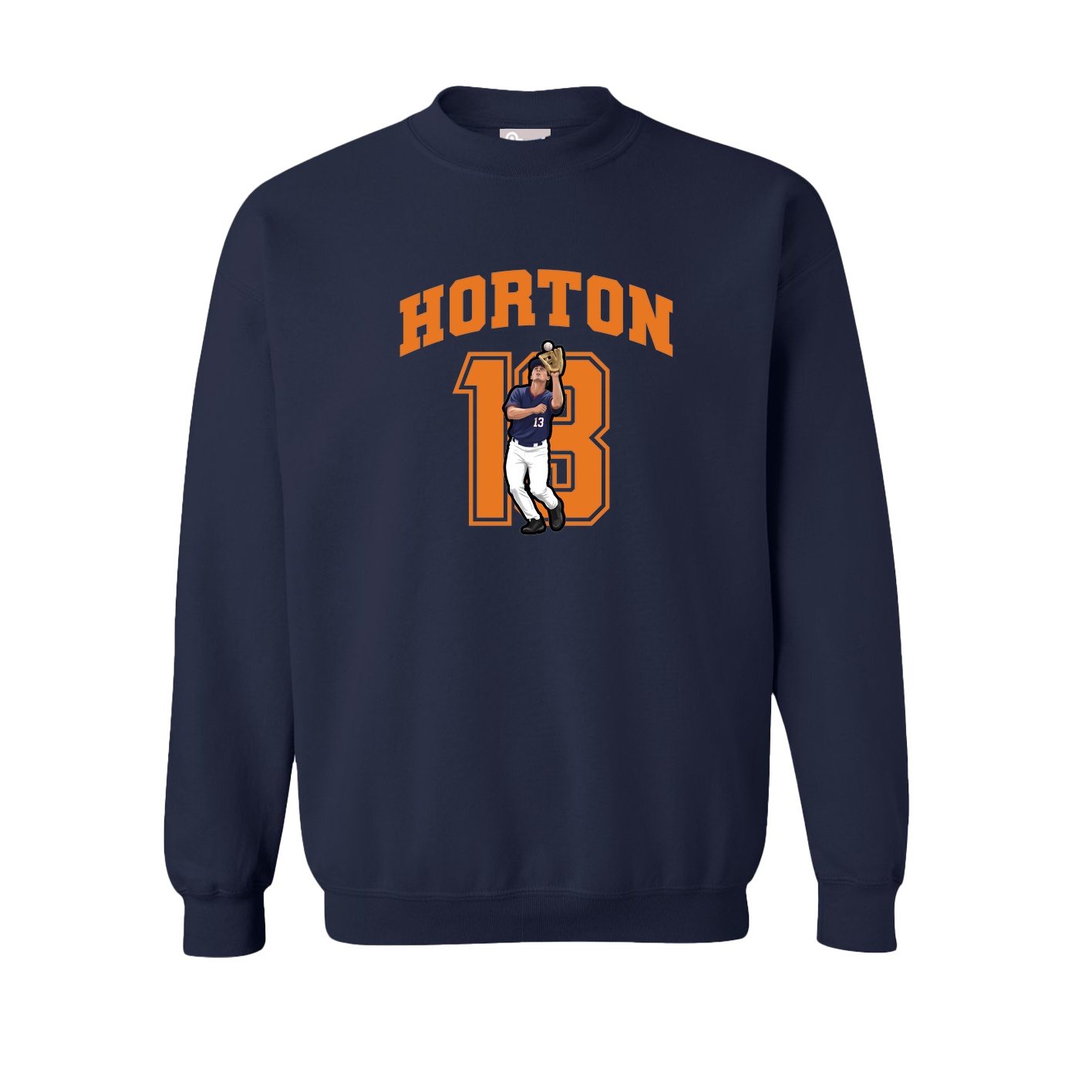 Fleece Crew — Number in Navy