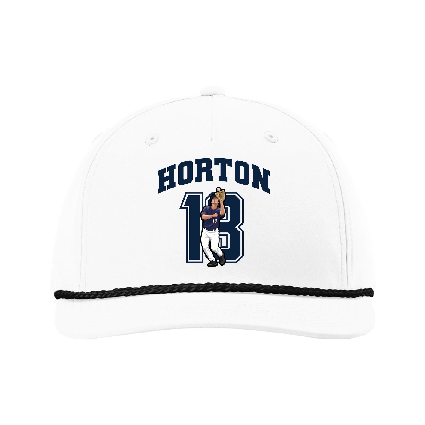 Five-Panel Classic Rope Cap — Number in White