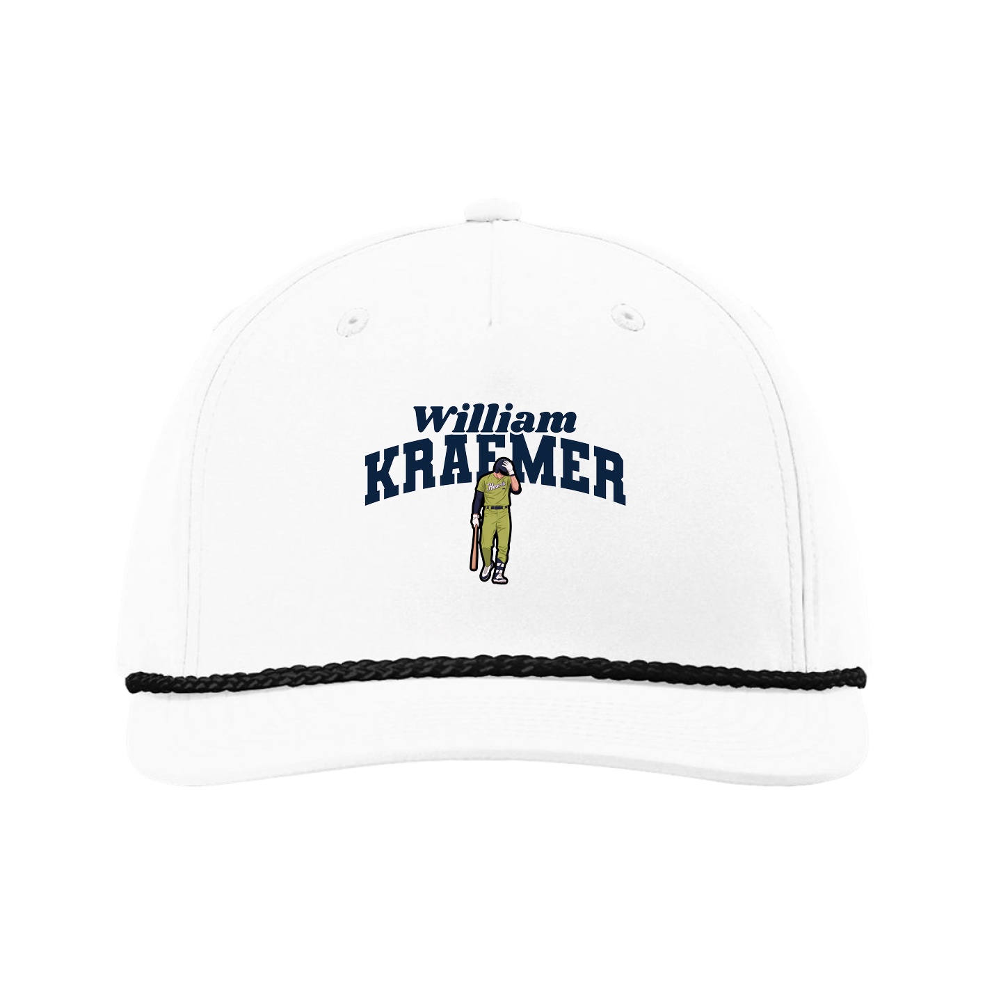 Five-Panel Classic Rope Cap — Signature Arch in White