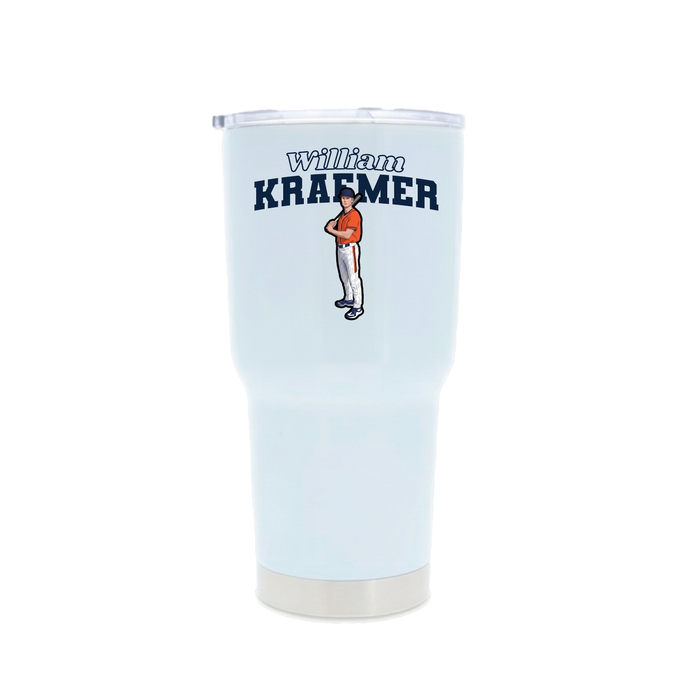 30oz Stainless Steel Tumbler — Name Arch in White
