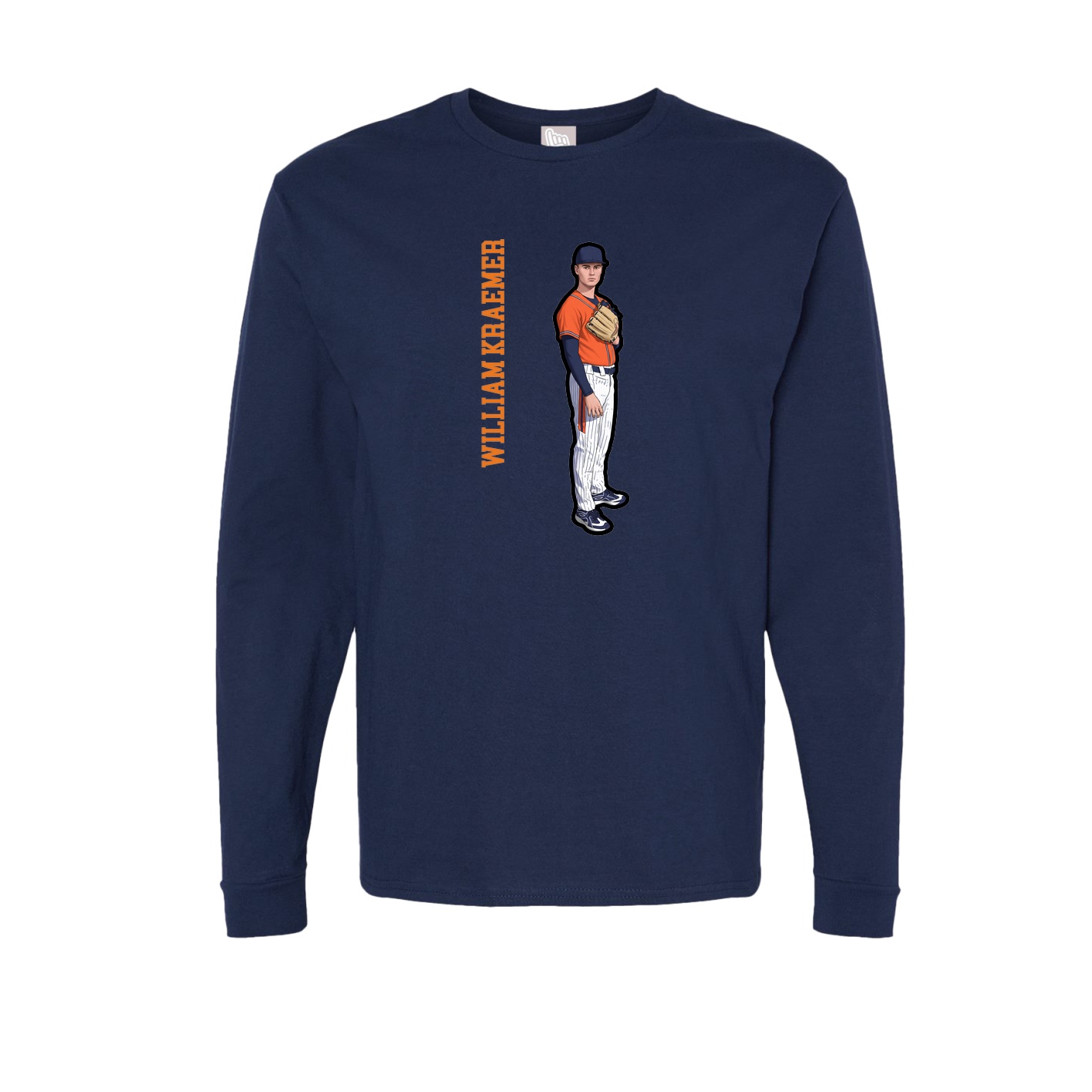 Long Sleeve Tee — Name Vertical in Navy