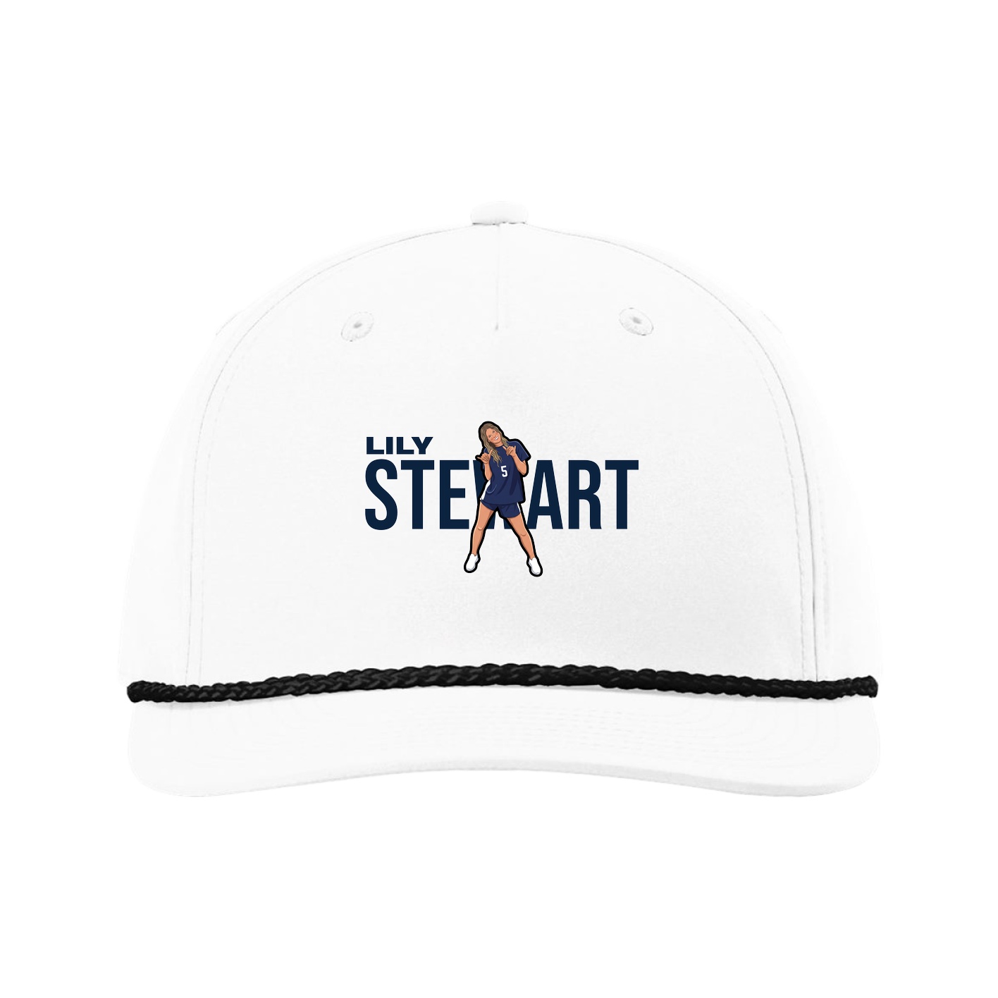 Five-Panel Classic Rope Cap — Player Name in White