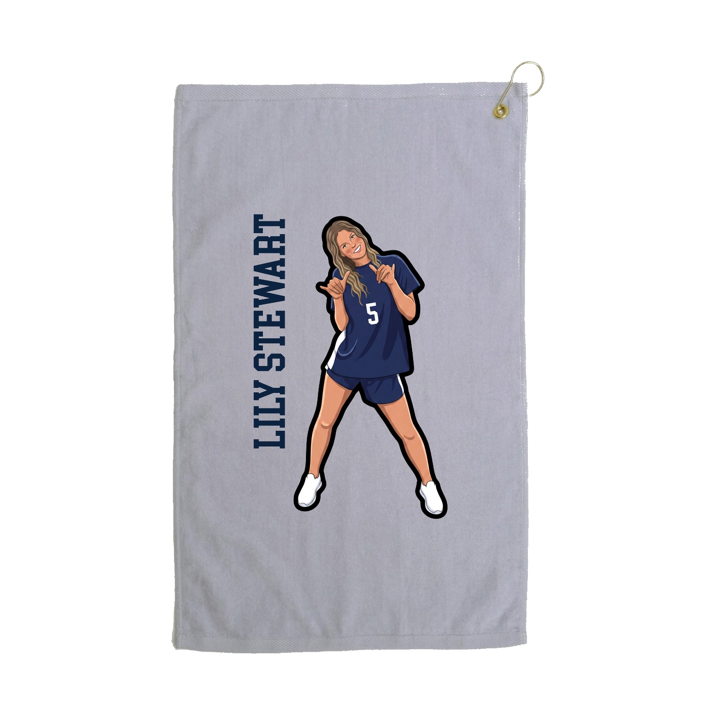 Golf Towel — Name Vertical in Grey