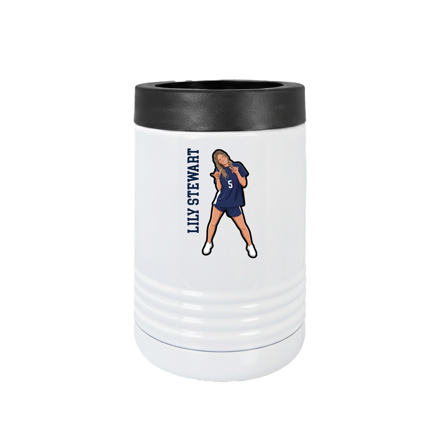 Beverage Holder — Name Vertical in White