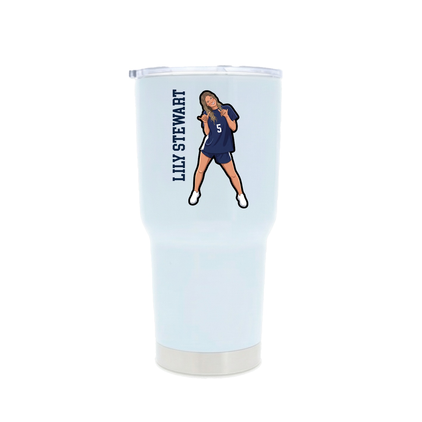 30oz Stainless Steel Tumbler — Name Vertical in White