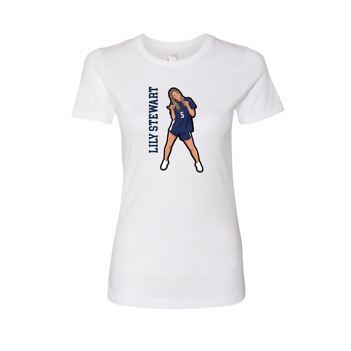 Fitted Women's Tee — Name Vertical in White