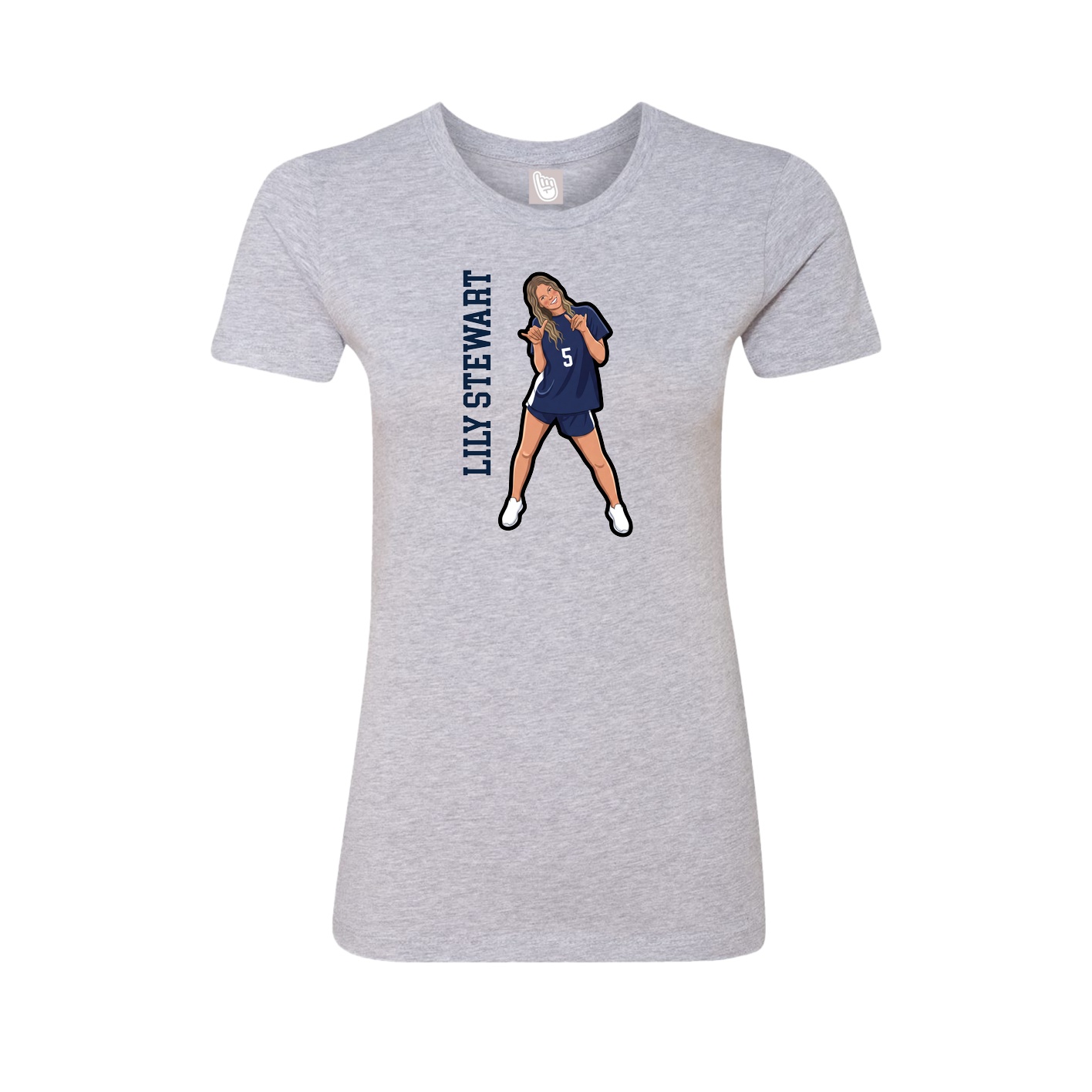 Fitted Women's Tee — Name Vertical in Grey