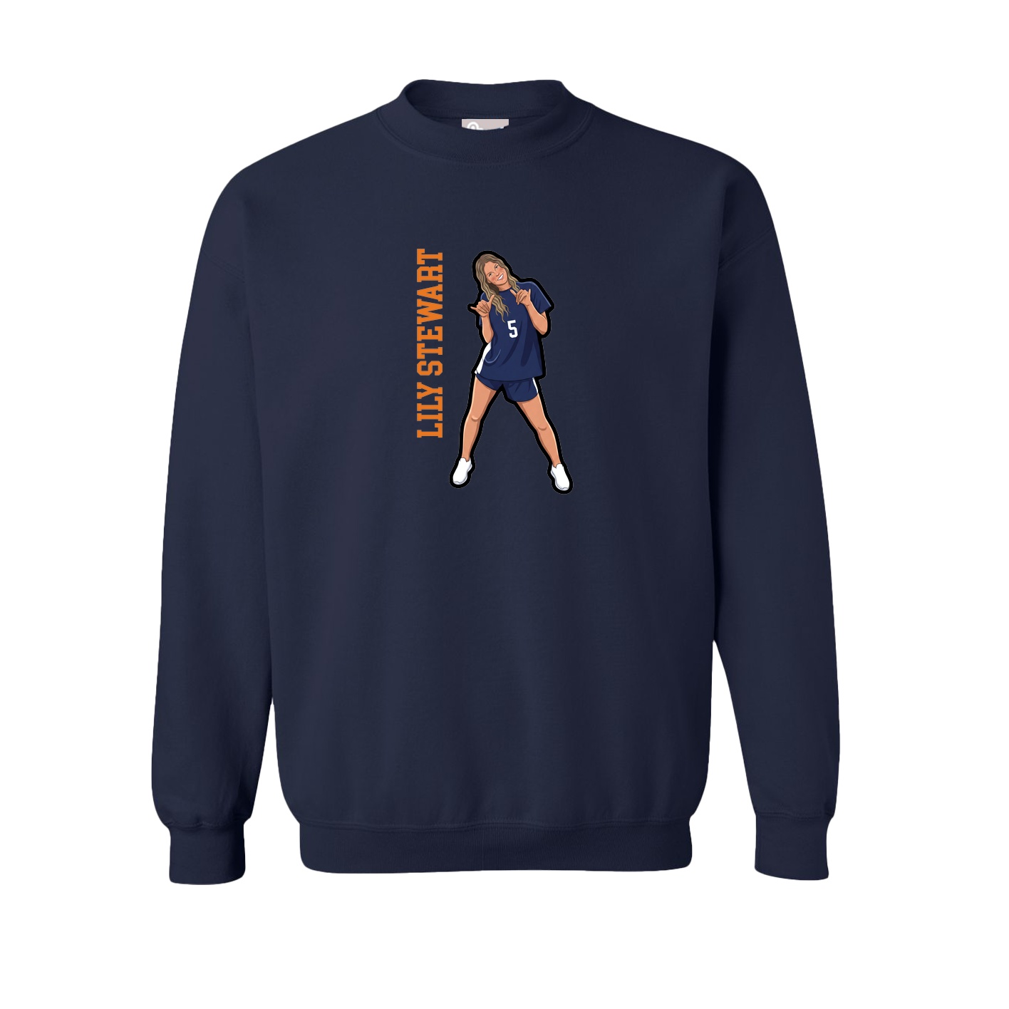 Fleece Crew — Name Vertical in Navy