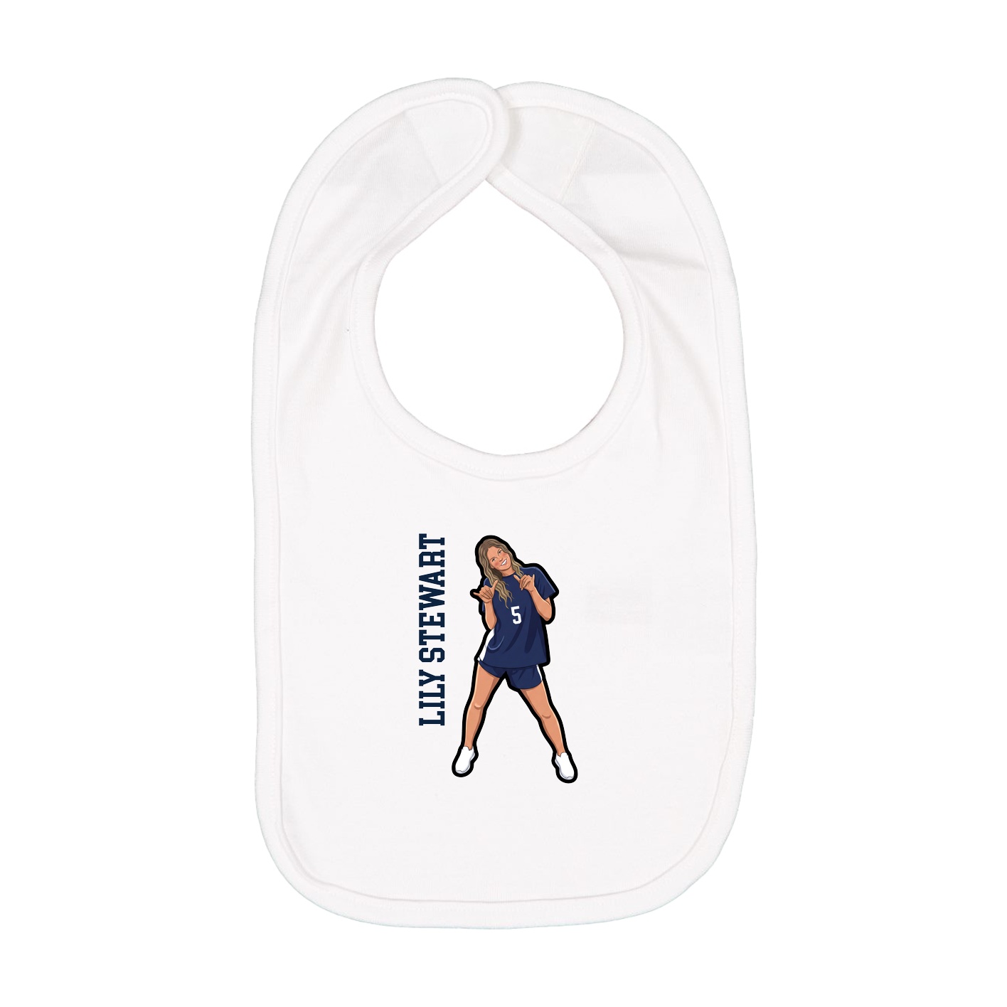 Infant Bib — Name Vertical in White