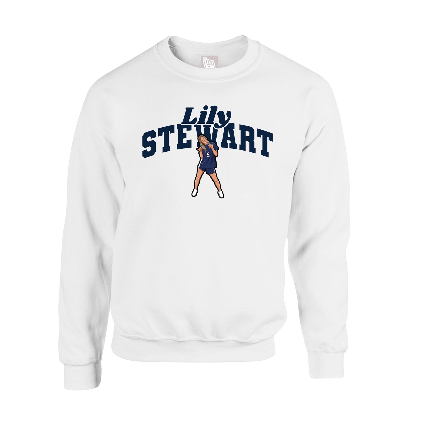 Fleece Crew — Signature Arch in White