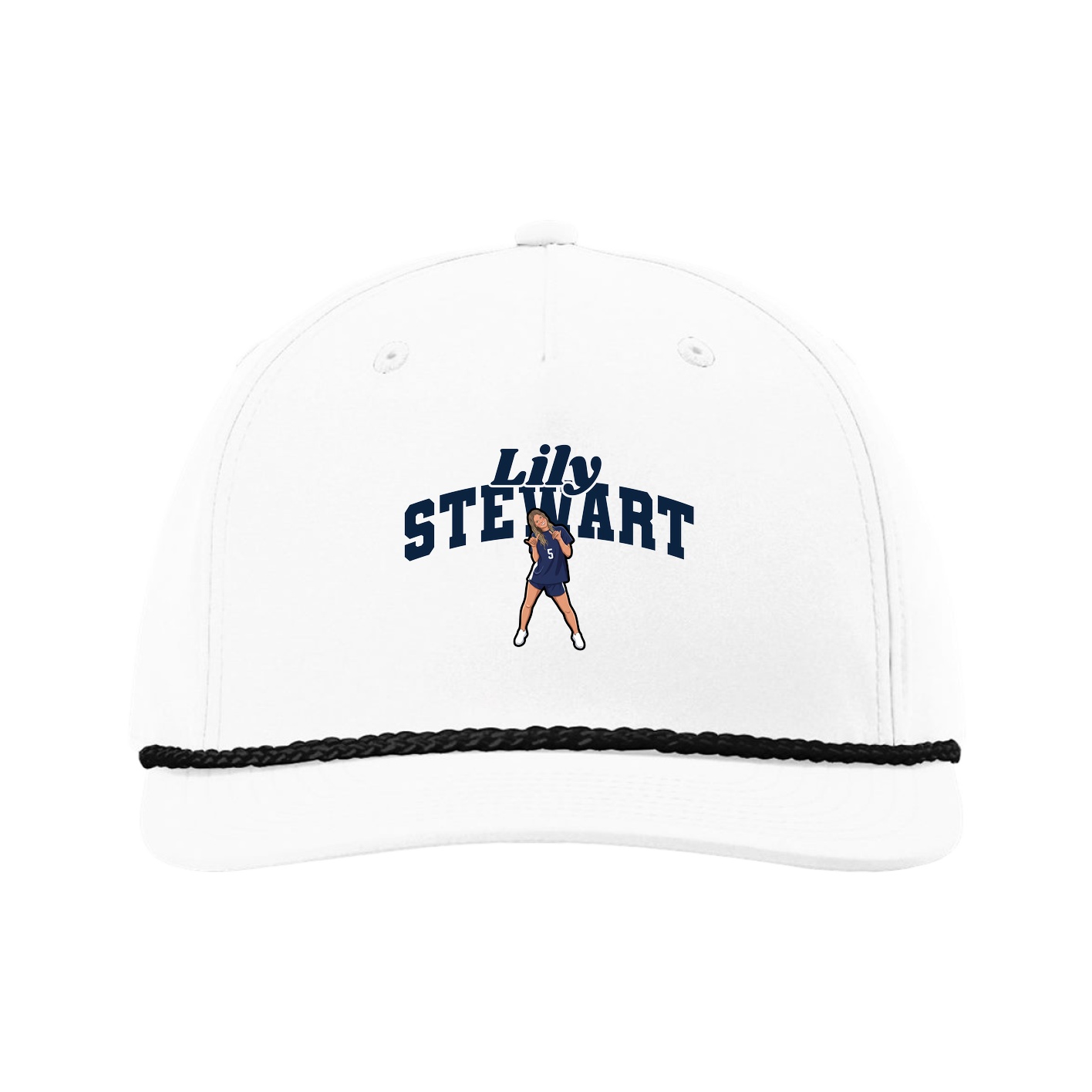 Five-Panel Classic Rope Cap — Signature Arch in White