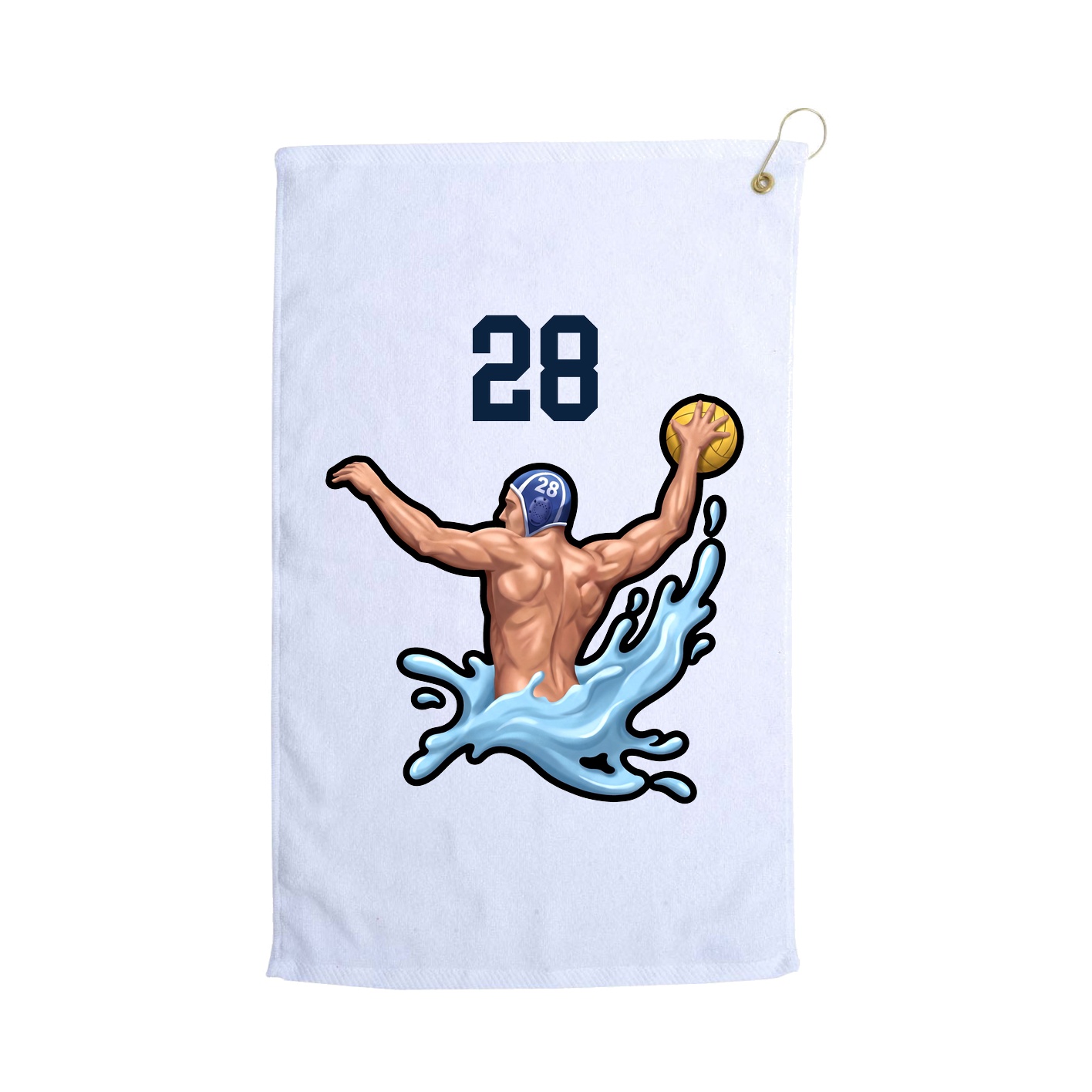 Golf Towel — Number Top in White