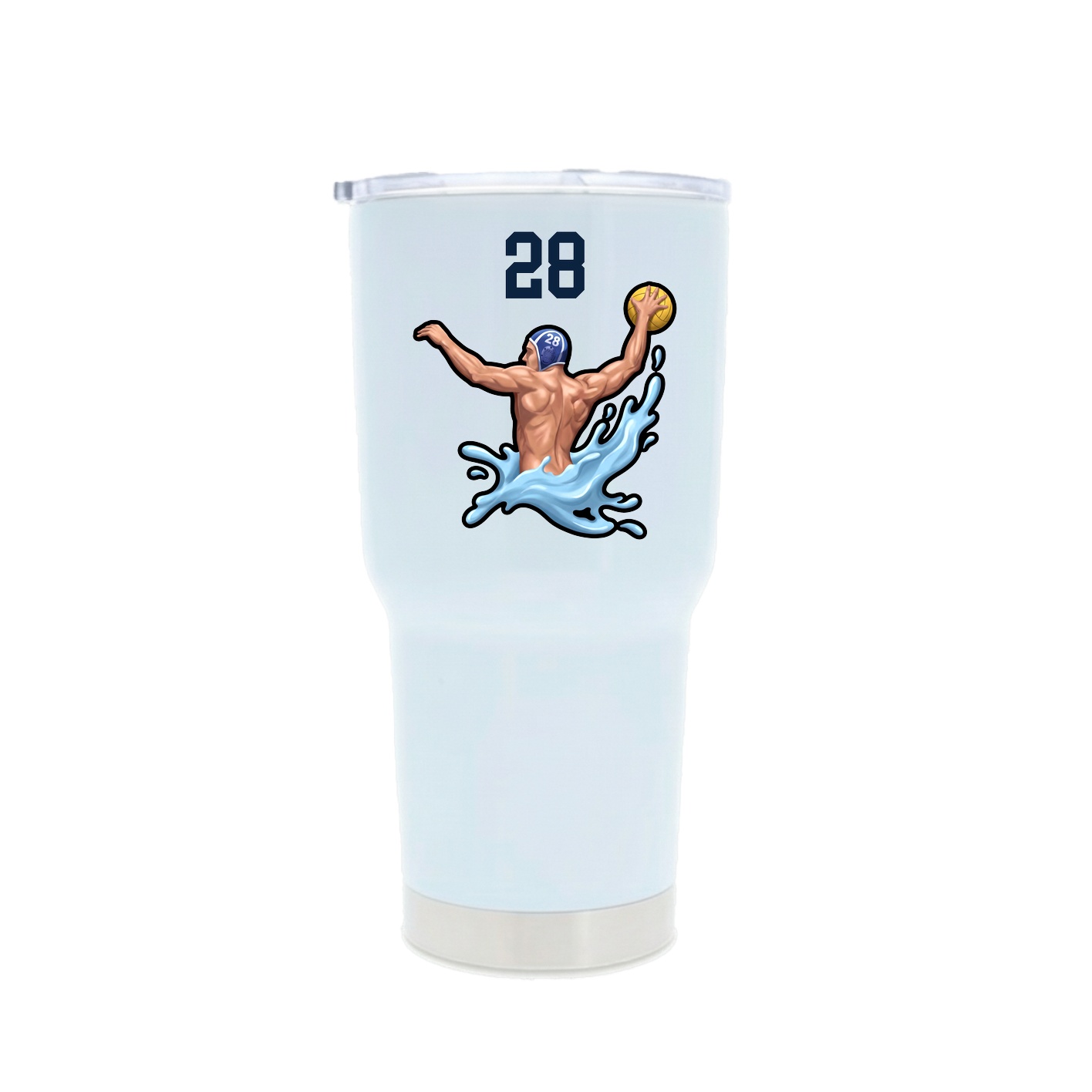 30oz Stainless Steel Tumbler — Number Top in White