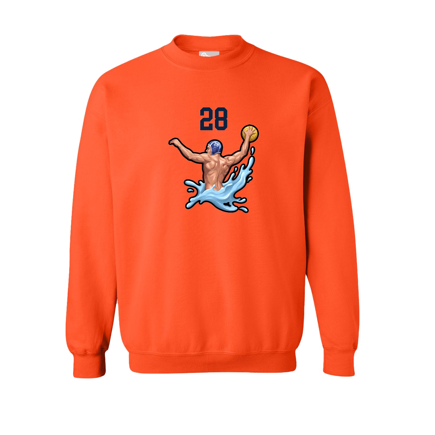 Fleece Crew — Number Top in Orange