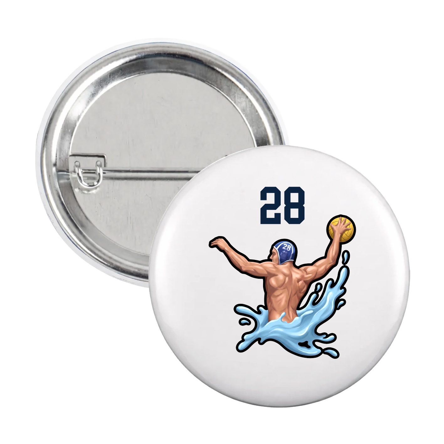 Game Day Button — Number Top in White