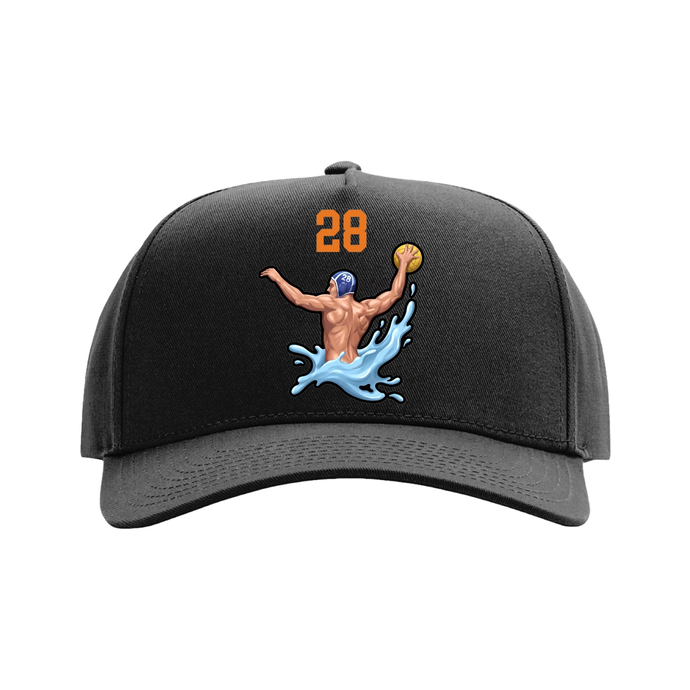 Full Fabric Five-Panel Champ Cap — Number Top in Black