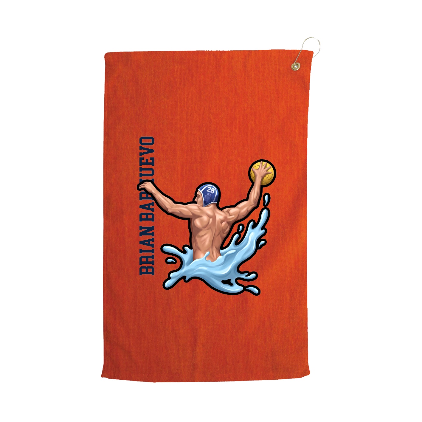 Golf Towel — Name Vertical in Orange