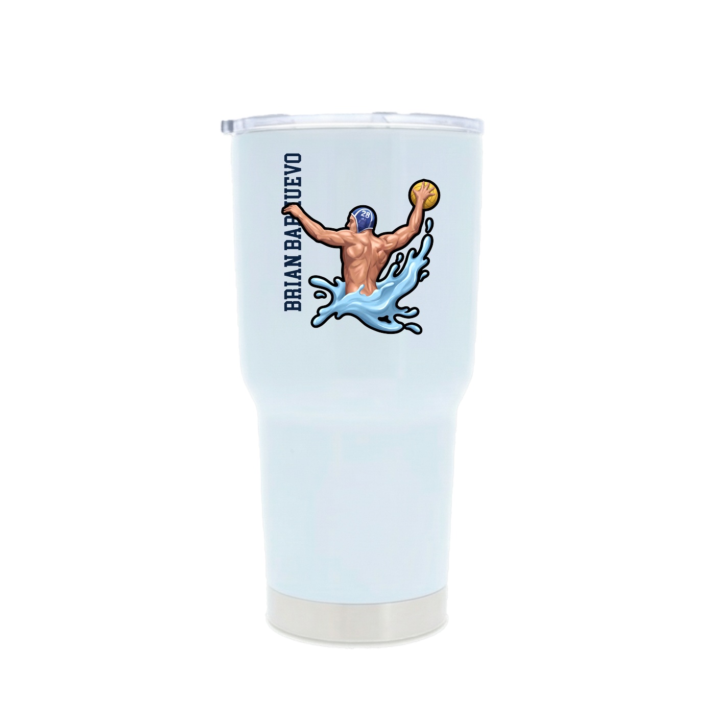 30oz Stainless Steel Tumbler — Name Vertical in White