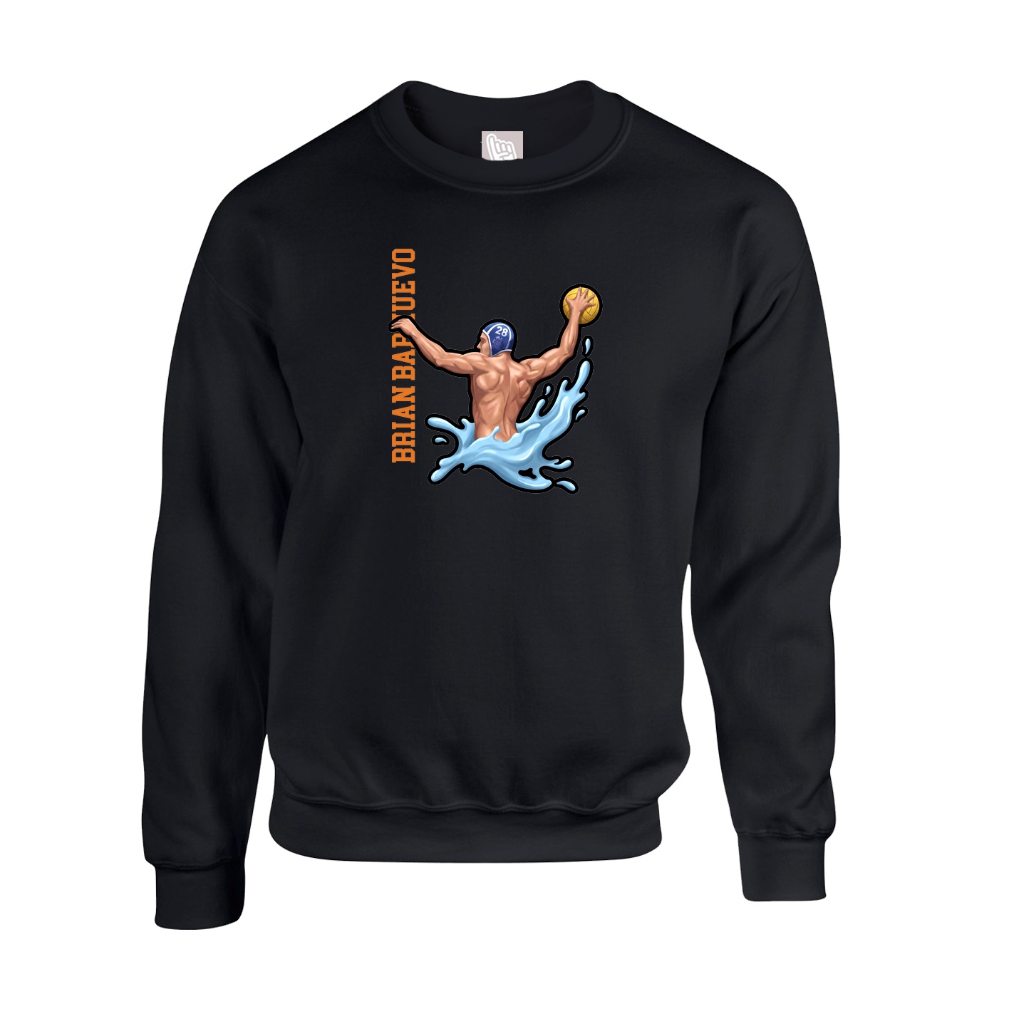 Fleece Crew — Name Vertical in Black
