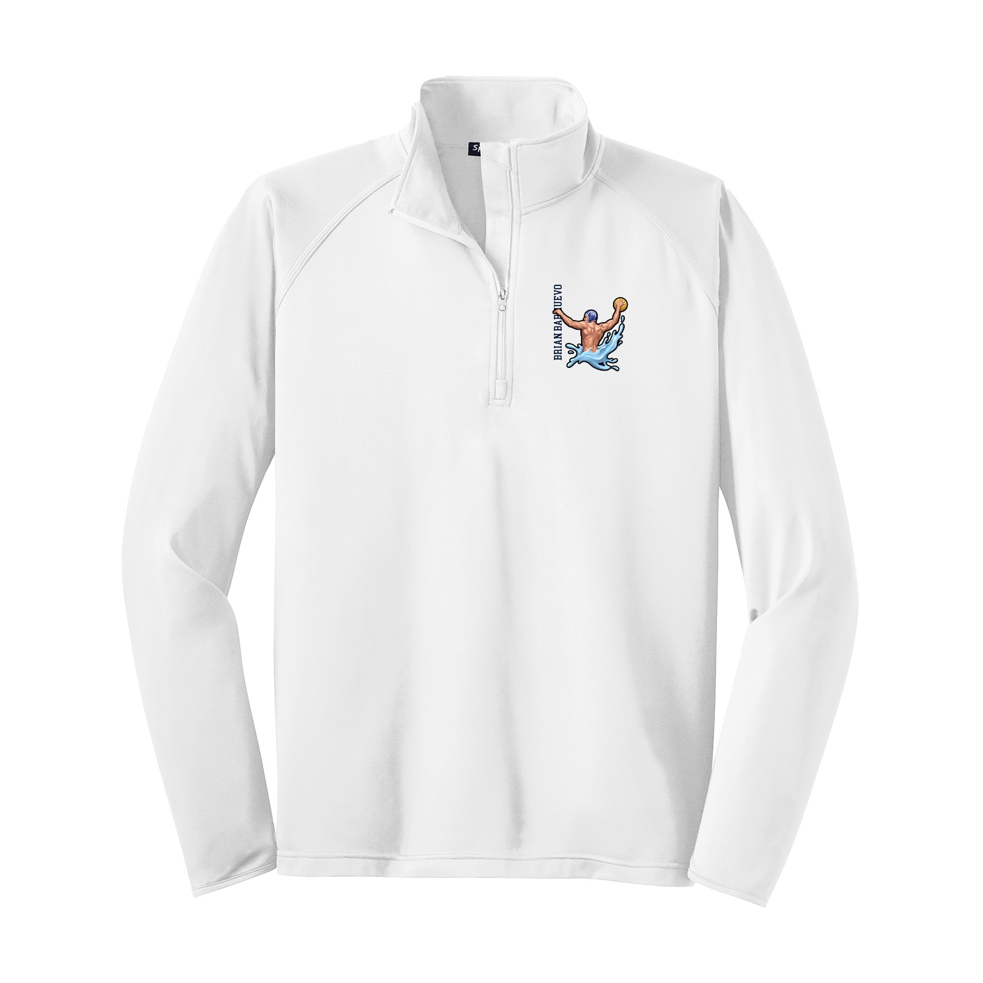 Q-Zip Pullover — Name Vertical in White