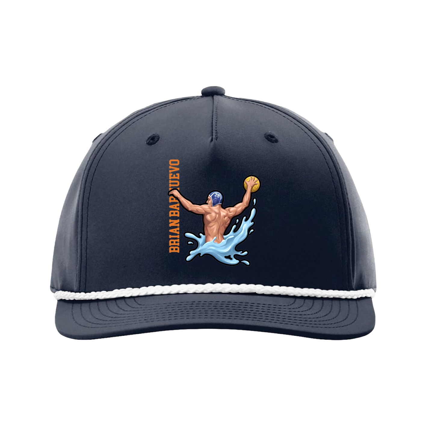 Five-Panel Classic Rope Cap — Name Vertical in Navy
