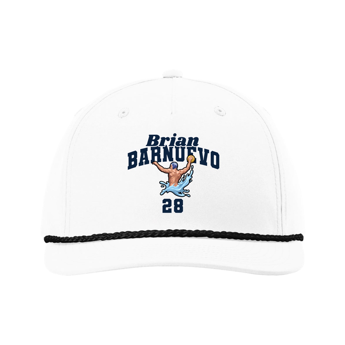 Five-Panel Classic Rope Cap — Signature Arch in White